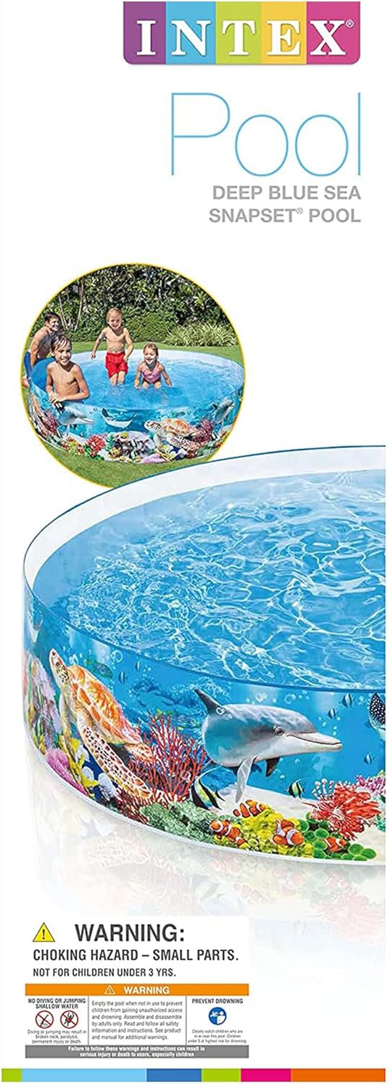 Intex Deep Sea Blue 8 Feet X 18 Inch Snapset Instant round Plastic above Ground Swimming Kiddie Pool for Ages 3 Years and Up, Blue image number 2