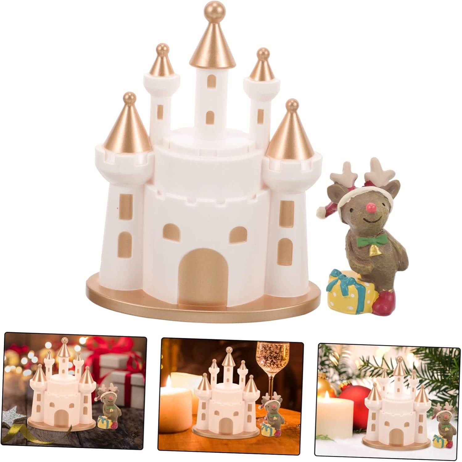 2Pcs Christmas Ornaments Christmas Decors Christmas Decorations Clear Deer Figure Christmas Christmas Xmas Deer Decor Castle Table Decoration Plastic image number 4