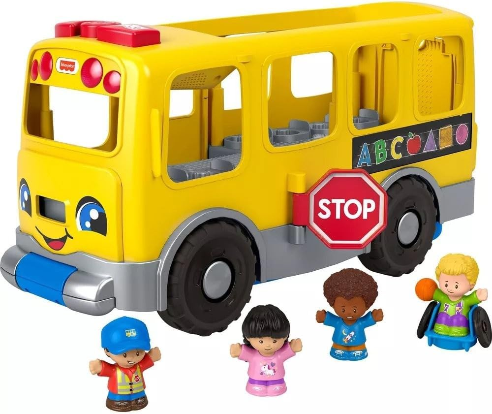 Fisher-Price Little People Toddler Learning Toy Big Yellow School Bus with Lights Sounds & Smart Stages, 4 Figures, Ages 1+ Years image number 1