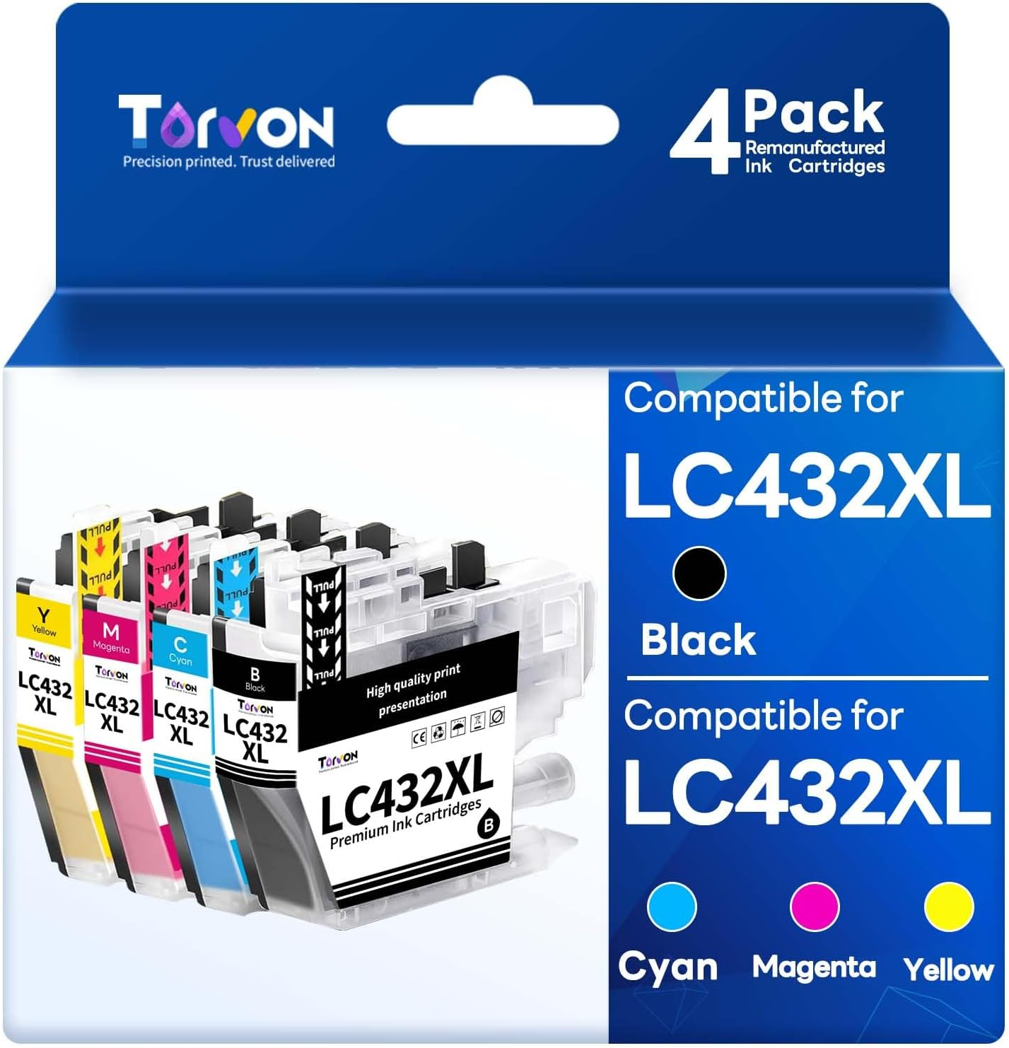 LC432XL High-Yield Remanufactured Ink Cartridges 4 Pack for Brother LC432 LC-432 LC432XL Compatible with MFC-J5340DW MFC-J5740DW MFC-J6540DW MFC-J6740DW MFC-J6940DW Printer (4 Pack B/C/M/Y) image number 4