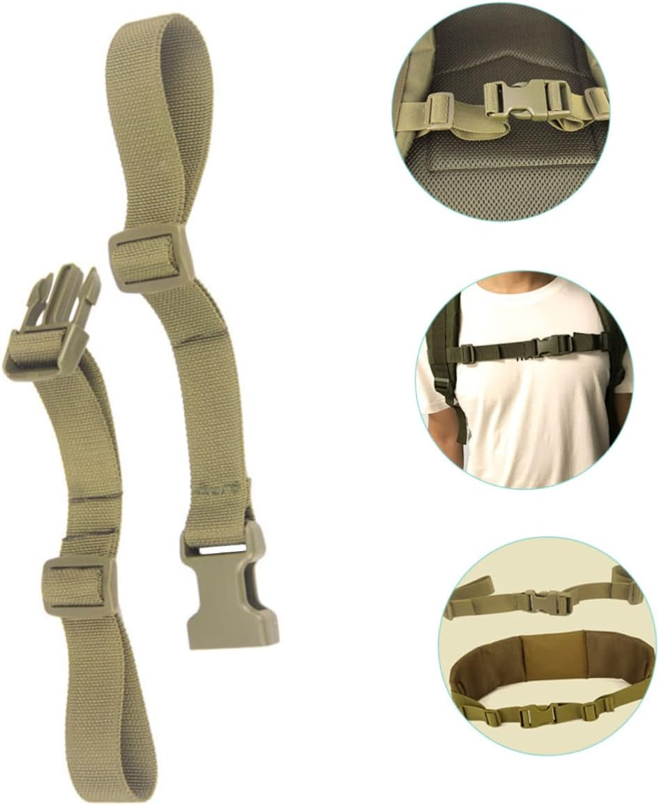 Parliky 2Pcs Adjustable Backpack Straps Backpack Sternum Strap Bag Chest Strap Sternum Strap Buckle Backpack Chest Belt Backpack Connect Straps Outdoor Travel Stretch Strap Nylon - Army Green image number 3