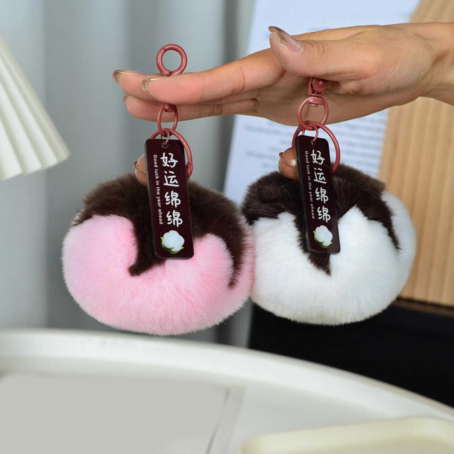[Xinsheinelry] 2. Ultra Soft Simulated Hair Key Ring Lightweight Design Bag Decoration for Metal Clasp for Premium Keychain Outdoor and Gift - Color 3 image number 6