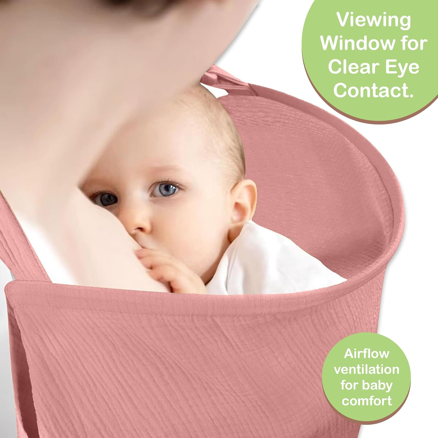 Organic Cotton Nursing Cover - 109 X 71 CM Breathable Muslin Breastfeeding Cover, Multi-Purpose for Women (Pink) - Rust image number 5