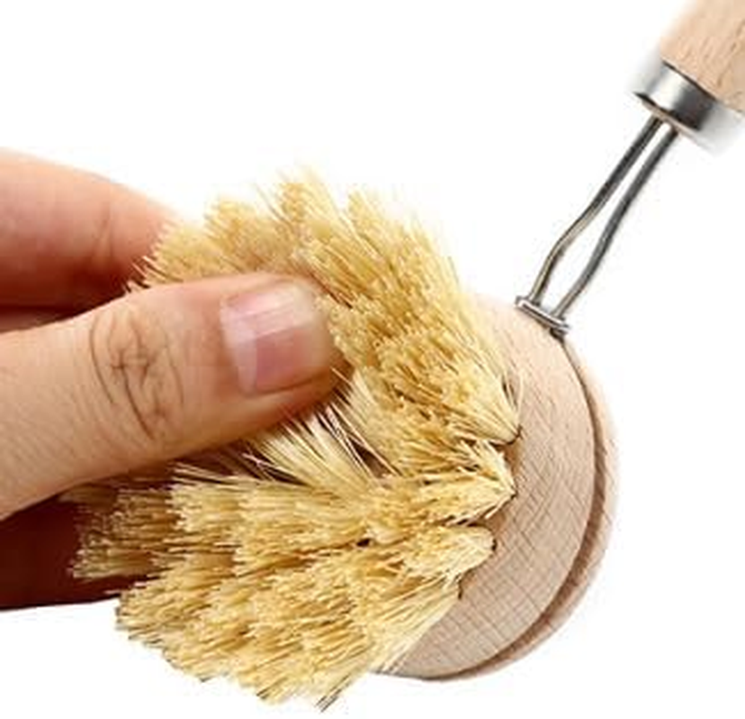 PHOENA Dishwashing Brush Dish Brush Bamboo Wood Dish Brushes with Handle, Premium Quality, Replaceable Brush Heads, Cleans Dishes, Eco-Friendly image number 5