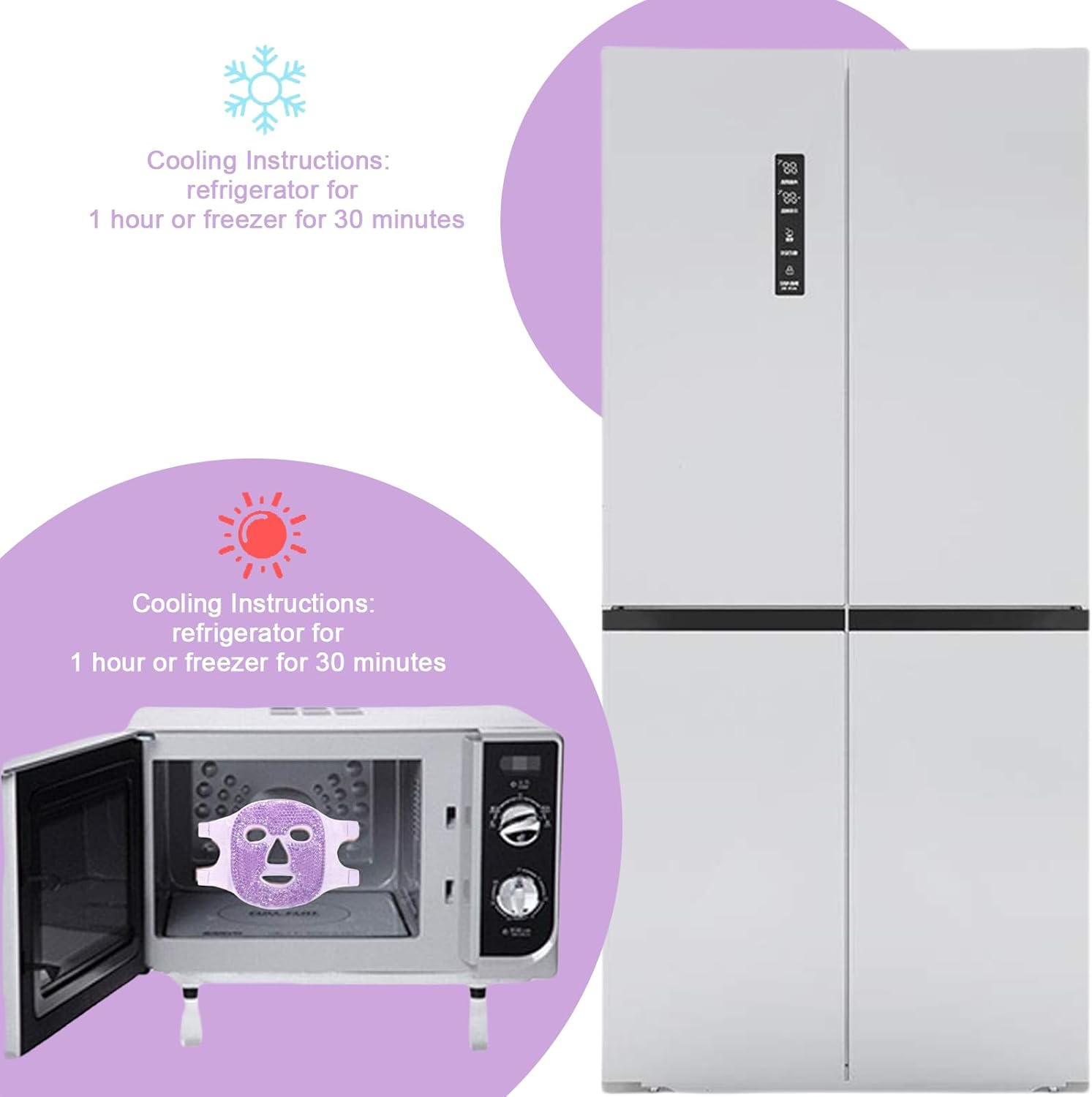 Face Ice Pack for Puffiness - Reusable Cold Gel Mask for Eyes & Face, Relieve Dark Circles, Eye Bags, Dry Eyes, Headaches, Migraines and Stress, Ideal for Post - Surgery Sleep Compress (Purple)