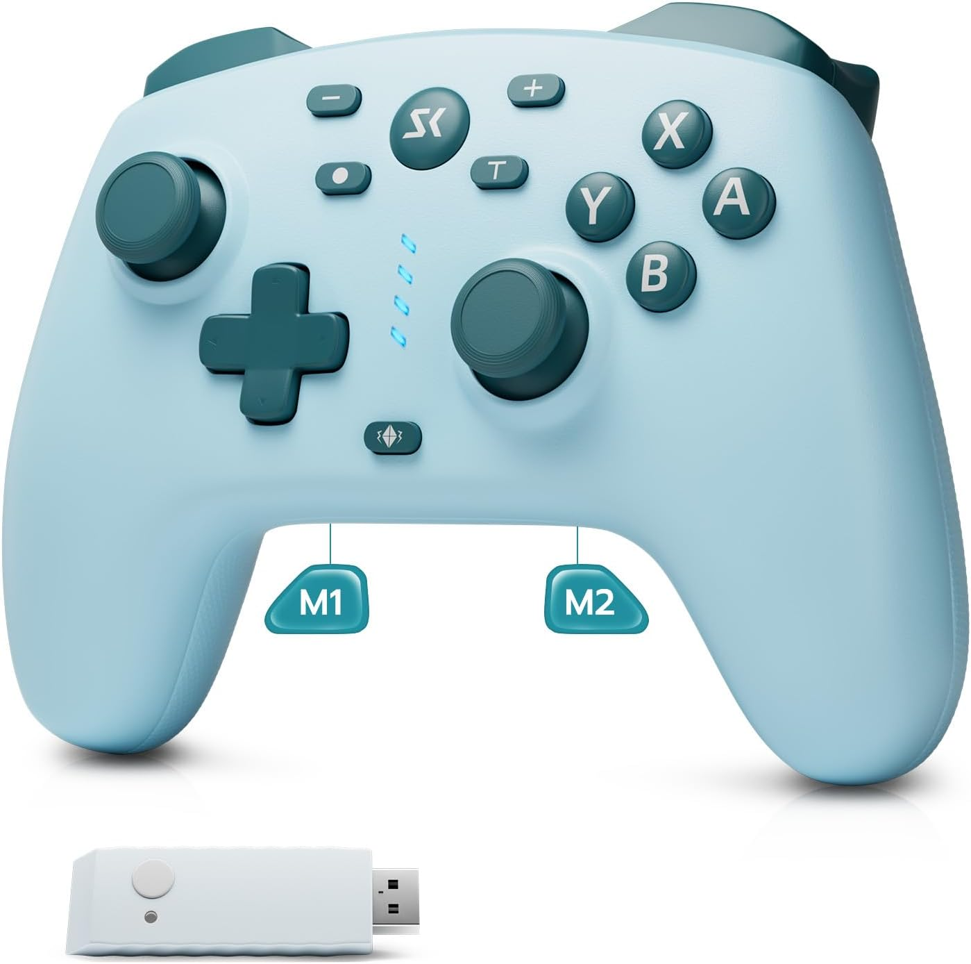 Kujian Wireless Controller for Switch/Switch 2/Lite/Oled/Pc - Hall Joysticks, Hall Triggers, Wake-Up Function, 6-Axis Gyro & Turbo Mode (Blue)