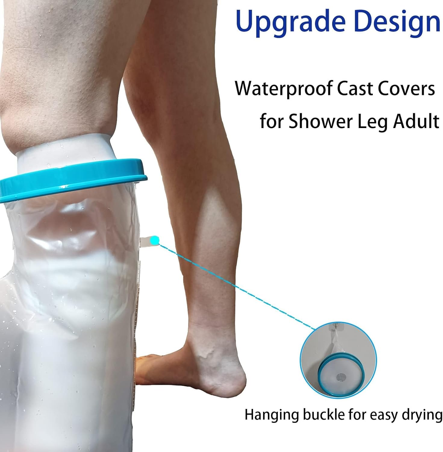 Non-Slip Waterproof Leg Cast Cover for Showering, Reusable Adult Short Leg Cast Protector, Cast Covers for Shower Leg, Cast Bag for Shower, Cast Cover for Showering Foot - Adult-Extra-Wide image number 2