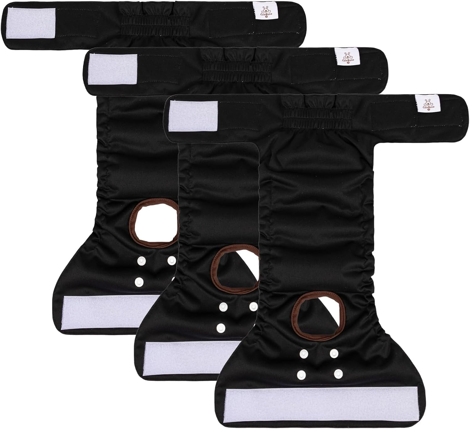 Cutebone Dog Diapers Female Washable Small Medium Large 3 Pack Reusable Doggie Diapers Puppy Period Pants for Doggy Heat Cycle Peeing D60S-AU image number 2