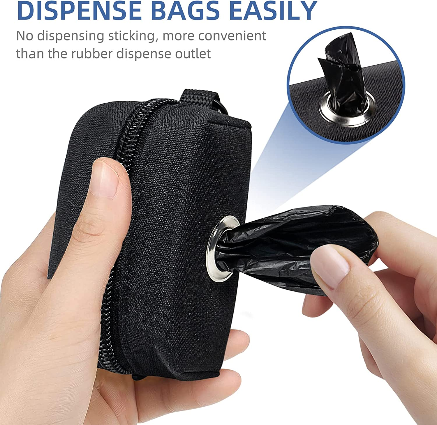 Puppydoggy Dog Poop Bag Holder for Leash Black Waste Bag Dispenser with 1 Roll of Free Poop Bags for Leash Accessory Bicycle (Black, 1 Pack) - Blue image number 3