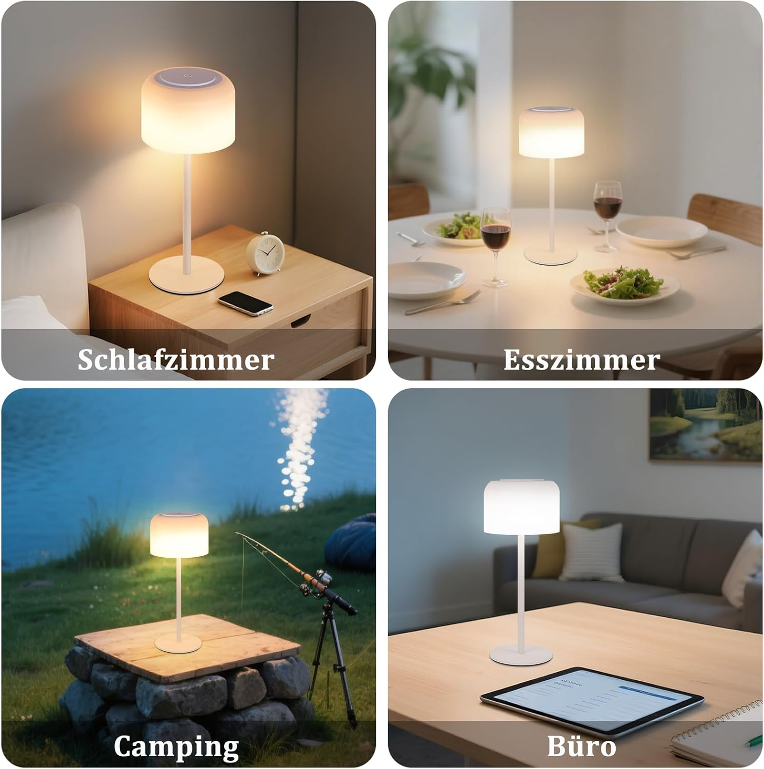 Homefire LED Table Lamp Wireless Battery Table Lamp Dimmable 3000K-6500K with USB-C Rechargeable Height Adjustable Waterproof Table Lamp for Indoor Outdoor Dining Room Bedroom