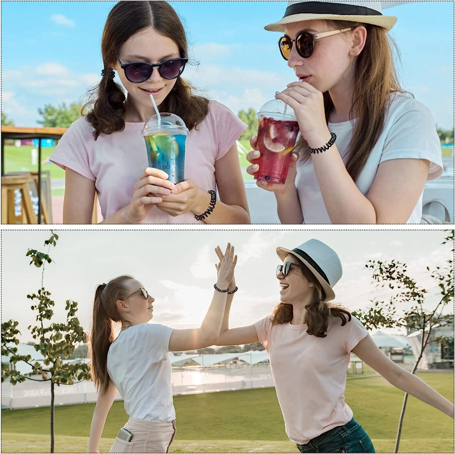 FLAFARY Spiral Hair Ties, 9Pcs Black Hair Elastics for Women, Coil Elastic Hair Ties for Thick Hair, Hair Coils Rubber Bands Phone Cord Hair Bobbles for Ponytail Holders - Brown image number 2