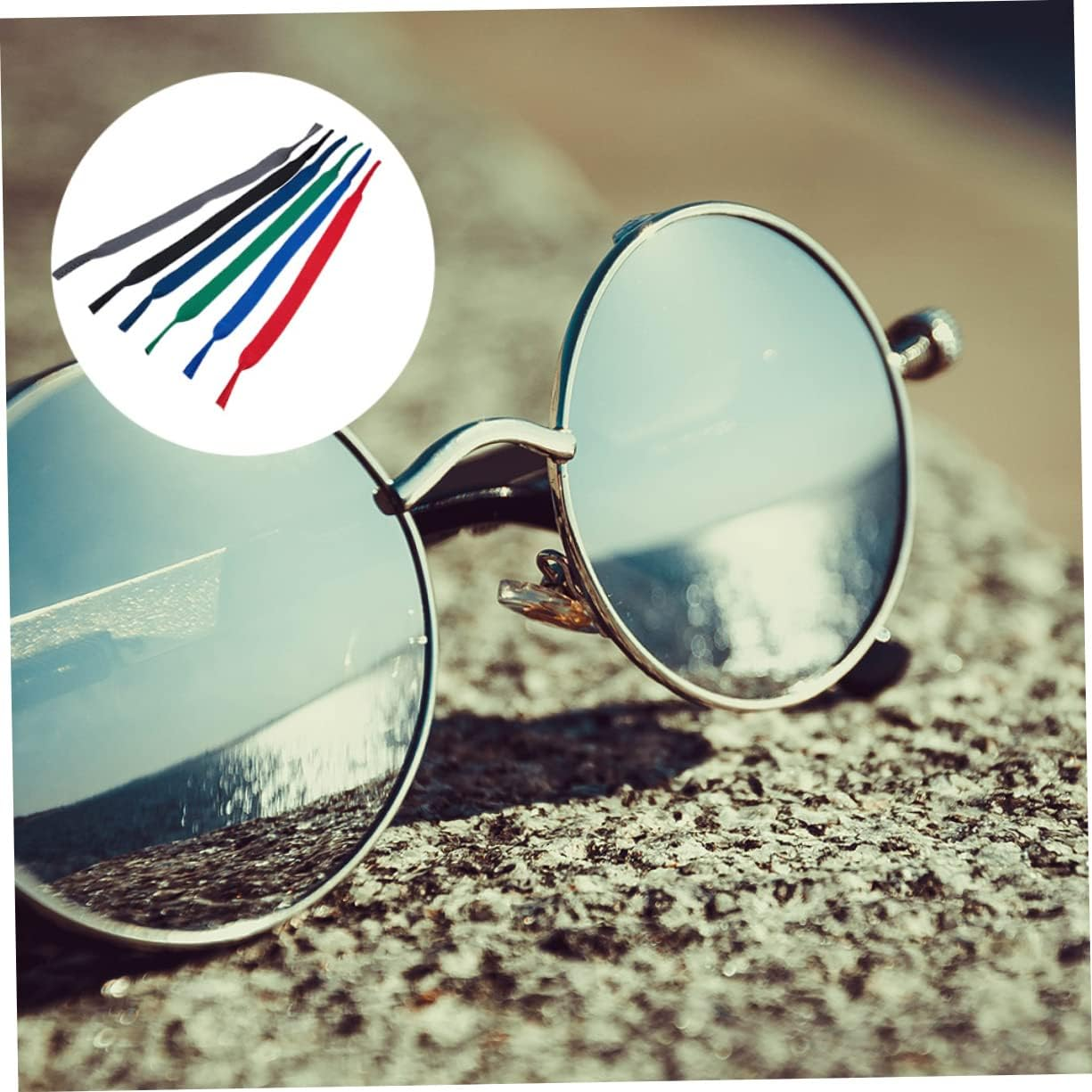 QUMIIRITY 6Pcs Sports Glasses Elastic Cord Eyewear Strap Anti-Slip Sunglasses Rope Holder for Men and Women with Red Green Blue Black Gray Navy &ndash; Multipack Eyewear Retainers for Outdoor Activities image number 1