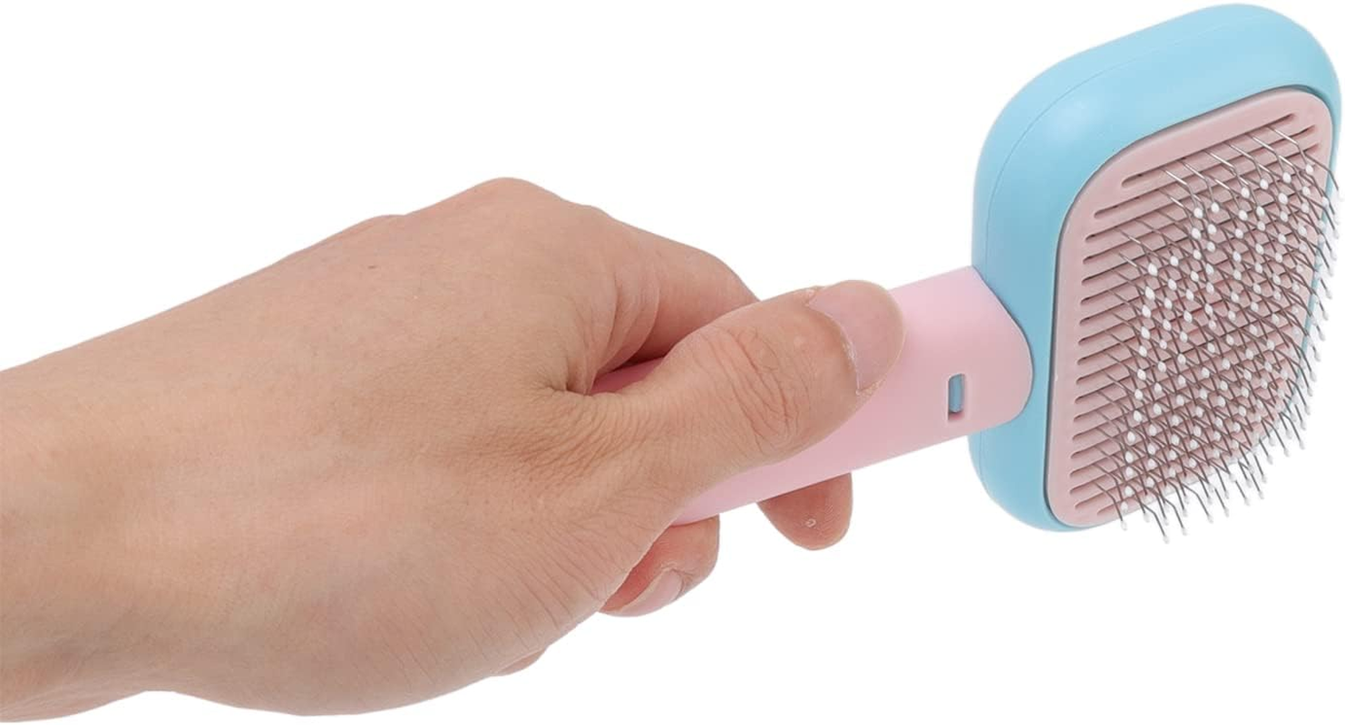 Pet Slicker Brush, Self Cleaning Massage Prevent Slip Dog Cat Grooming Comb, Pet Hair Brush Deshedding Dog Brush Cat Brush for Shedding Hair image number 6