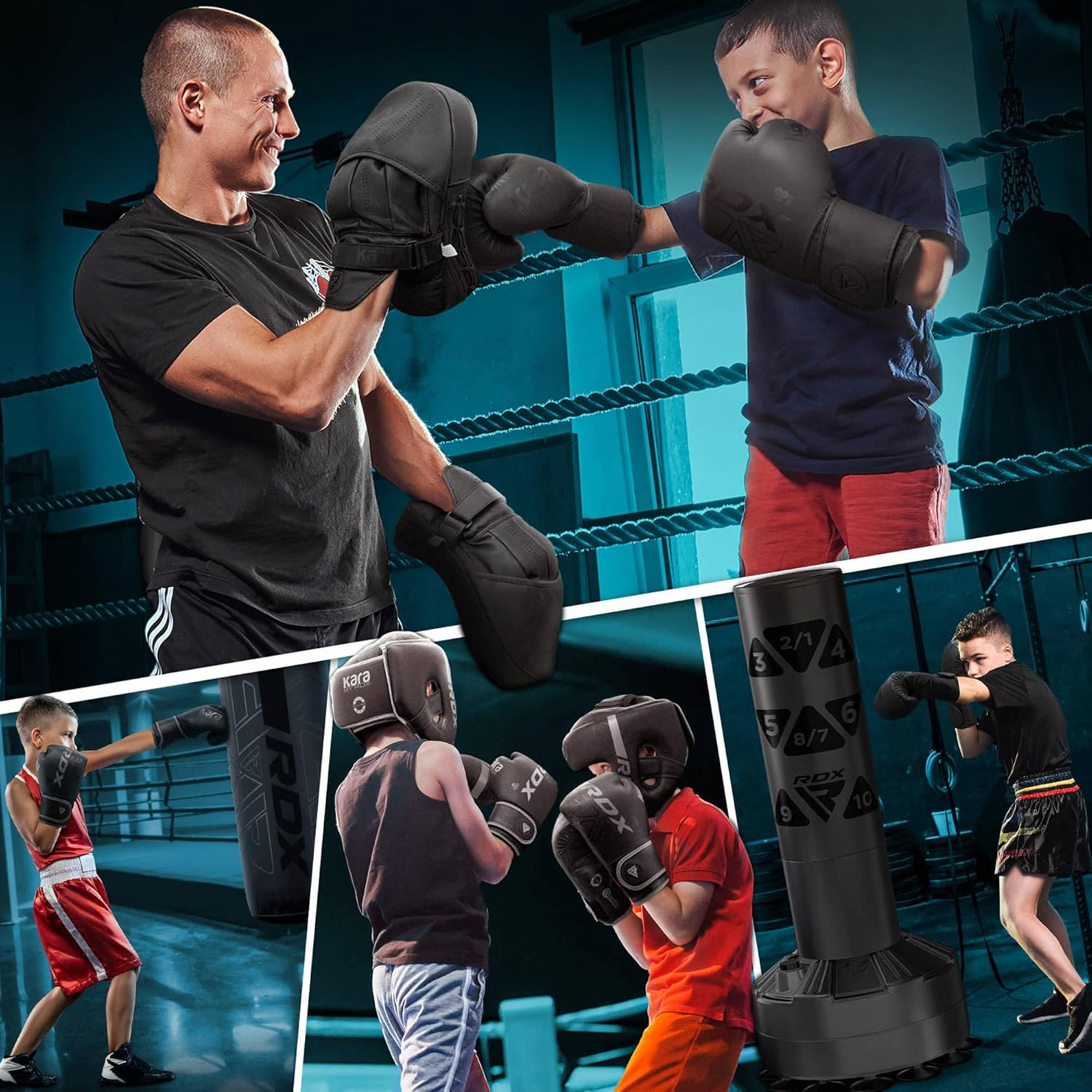 RDX Kids Boxing Gloves Sparring and Muay Thai Maya Hide Leather, Kara Patent Pending Junior Training Mitt for Kickboxing, Punch Bag, Focus Pads, MMA, Thai Pad, Double End Ball Punching Fight Gloves image number 2