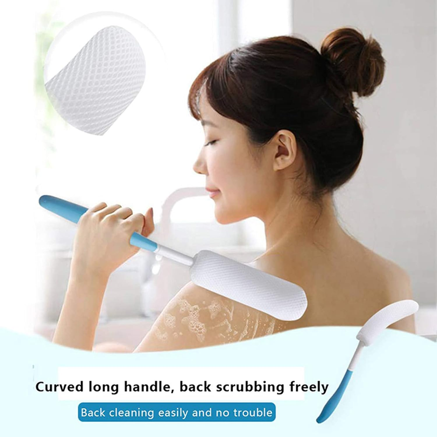 Bhuuno Back Bath Brush for Elderly Lotion Applicators Body Brush Wet or Dry Brushing Back Scrubber image number 4