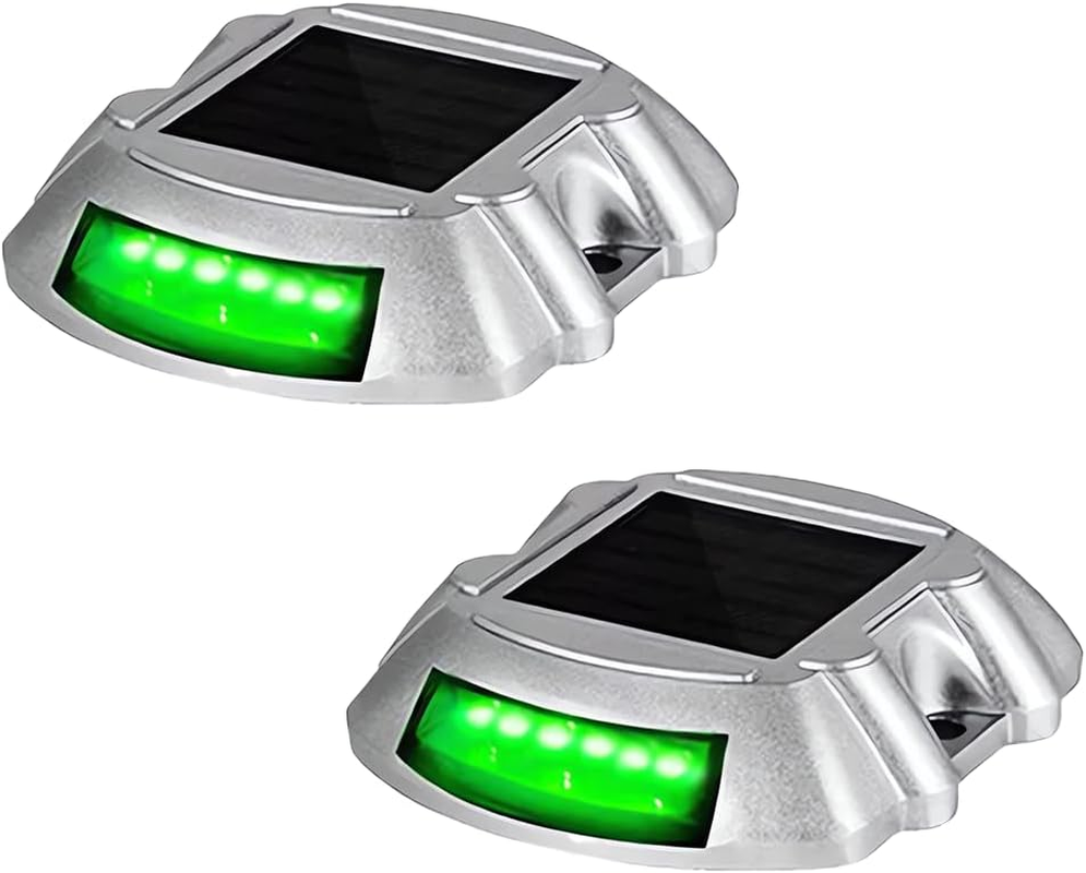 Solar Driveway Lights,12Leds Outdoor Road Step Dock Light,Wireless Deck Lights for Path Garden Walkway,Sidewalk,Steps,Yard,Safety Marker(Blue and Green) (Blue, 2 Pack)