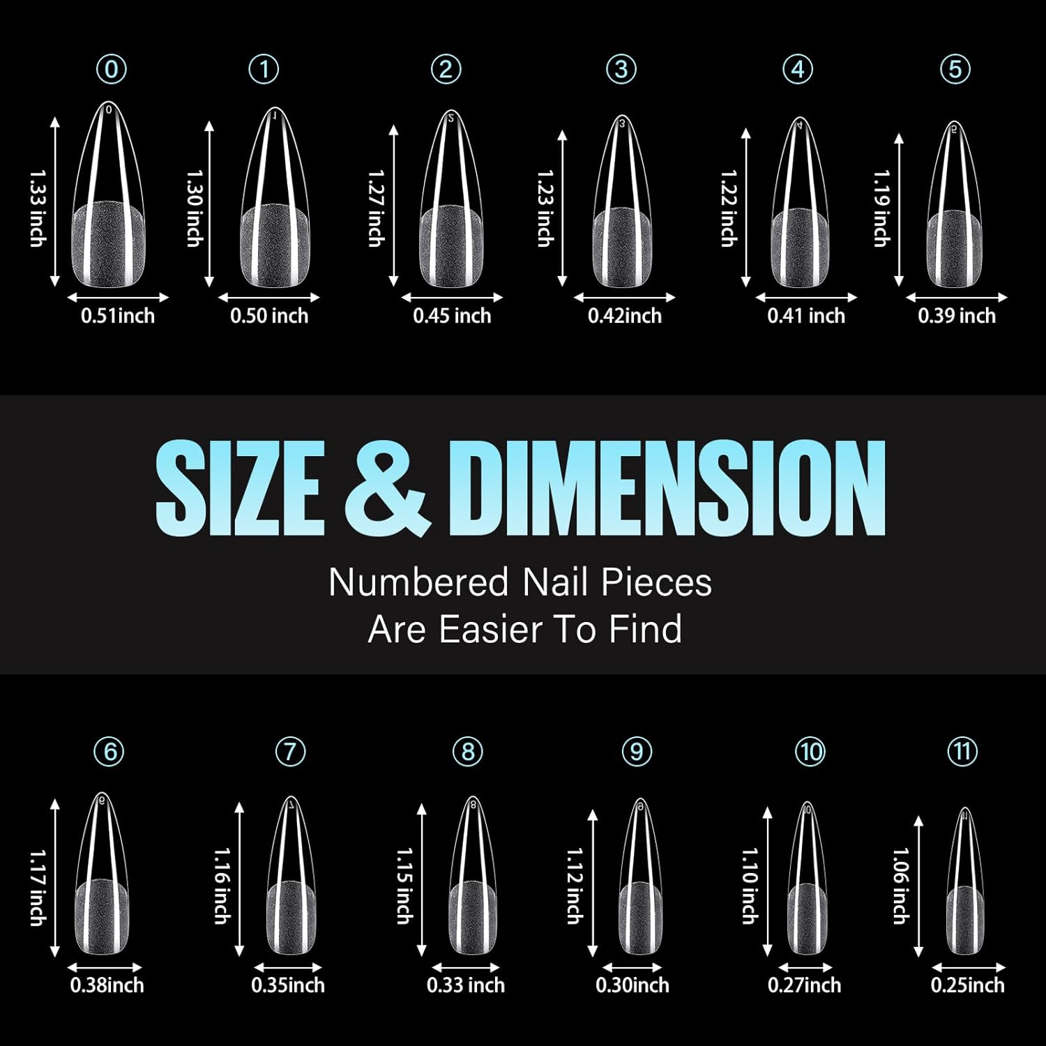 TOMICCA Long Almond Shaped Nail Tips, 240PCS Half Matte Soft Gel Tips, No File Needed, Full Cover False Nails, Clear Acrylic & Strong Tip for Press on Extension - 12 Sizes image number 4