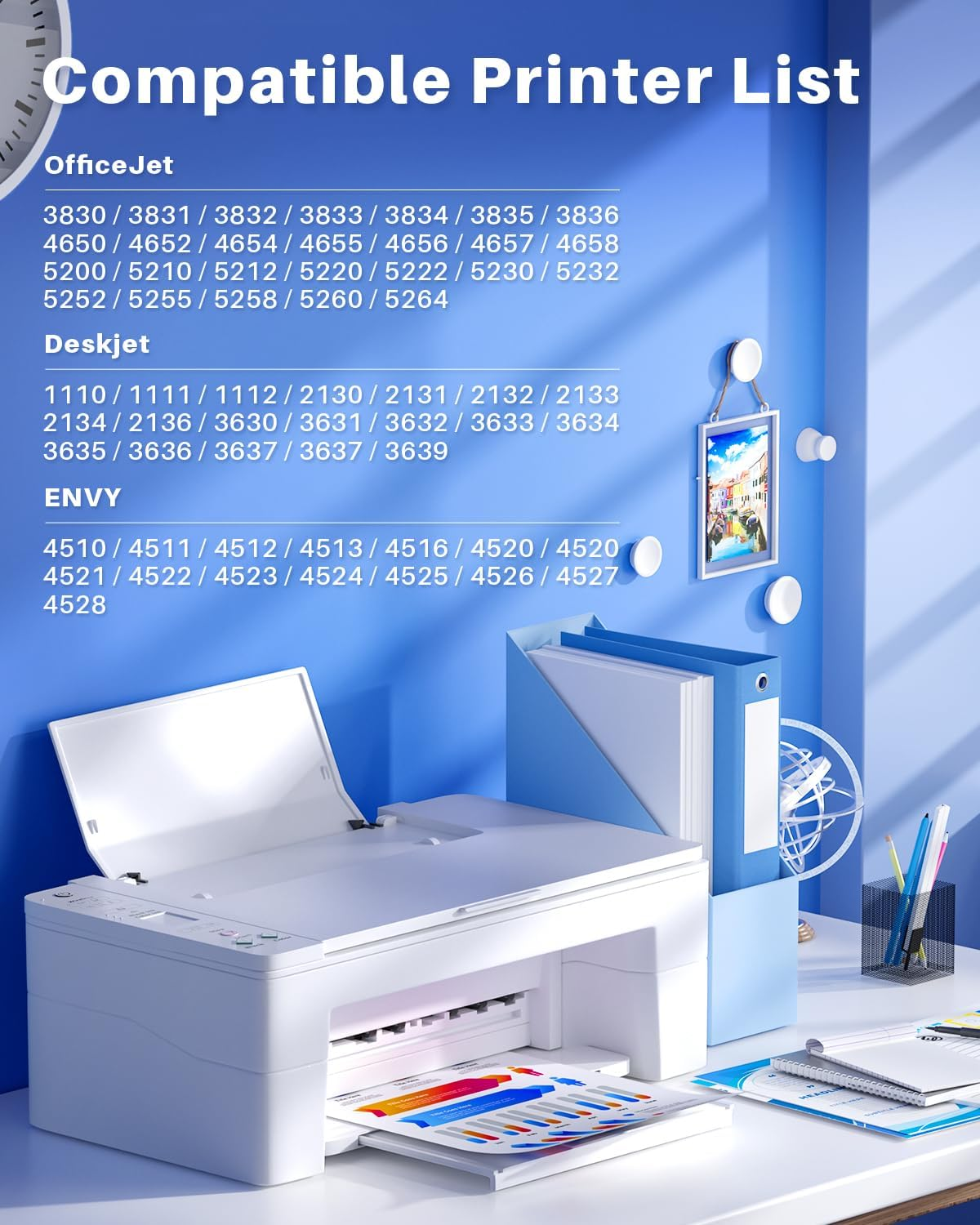 63XL Ink Cartridge Remanufactured for HP Ink 63XL 63 XL Compatible for HP Deskjet 1110 1112 2130 2131 2132 3630 3632 Envy 4520 4522 4523 5424 Officejet 3830 4650 5220 Printer（Black & Tricolor）