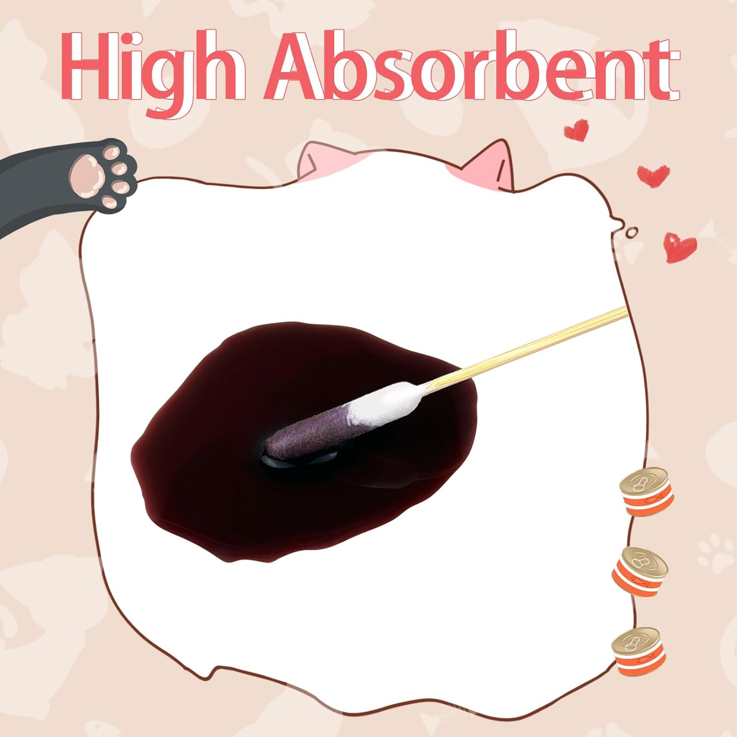 Egaageoi Cotton Swabs for Dogs Ears - 100 Pcs 6-Inch Bamboo Long Cotton Swabs - Gentle and Effective Pet Cleaning, Grooming, and First Aid image number 4