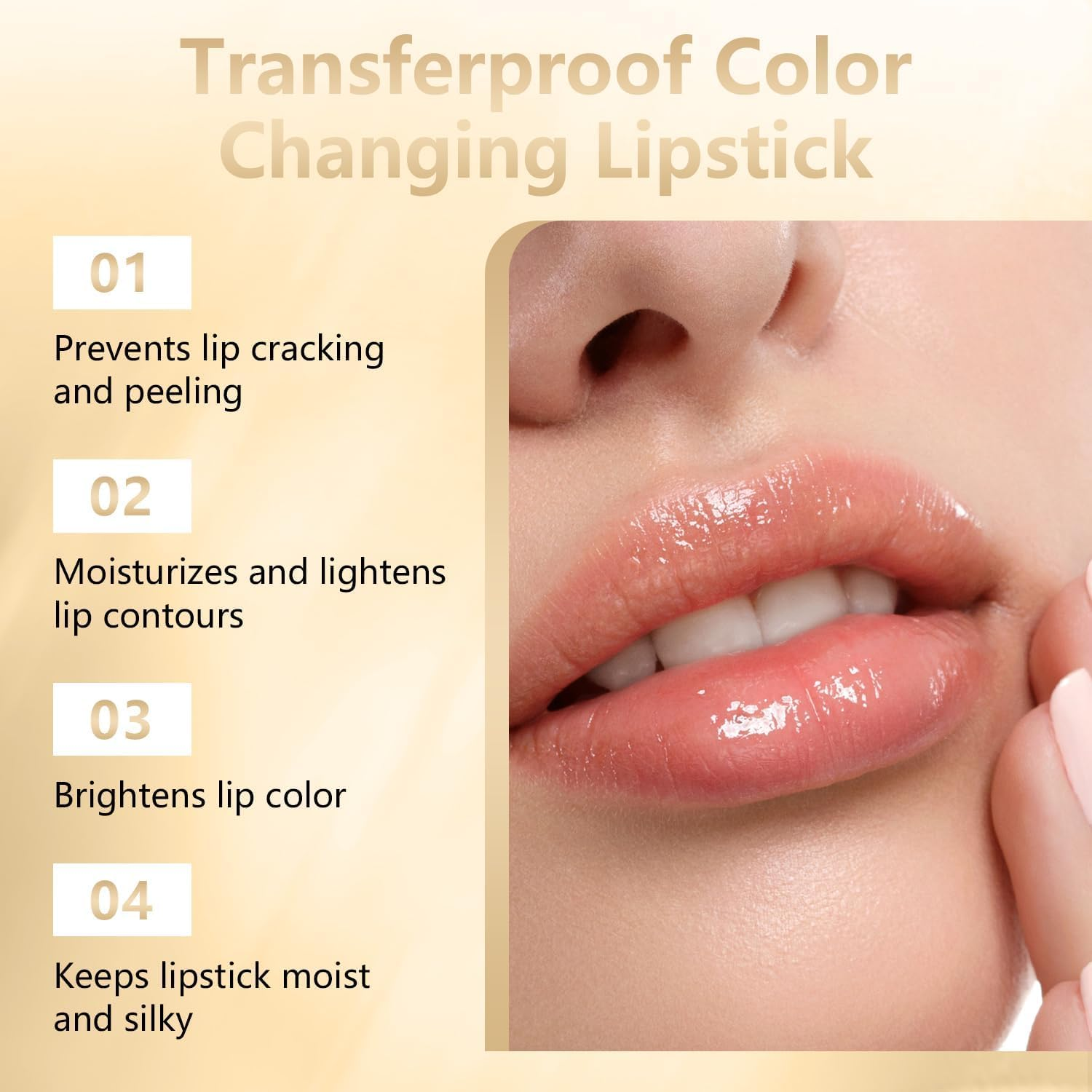 Transparent Gold Crystal Color Changing Lipstick,Glossy Shine Lips/Tick for Women All Skin Types,Extreme Lip Plumper & Long Lasting 12H,Full-Looking Tinted Lips/Tick for Women (2 PCS) image number 6