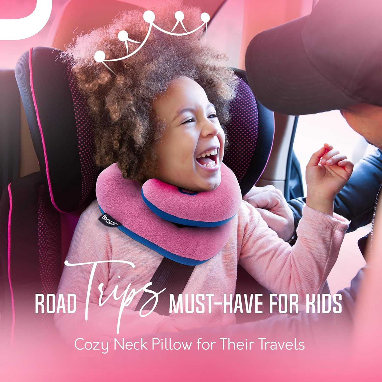BCOZZY Kids Travel Pillow, Patented Neck & Chin Design That Keeps Childs Head from Bobbing, with New Fastening Feature, Provides Complete Head Support for Comfortable Sleep on the Go. Child, Lilac image number 6
