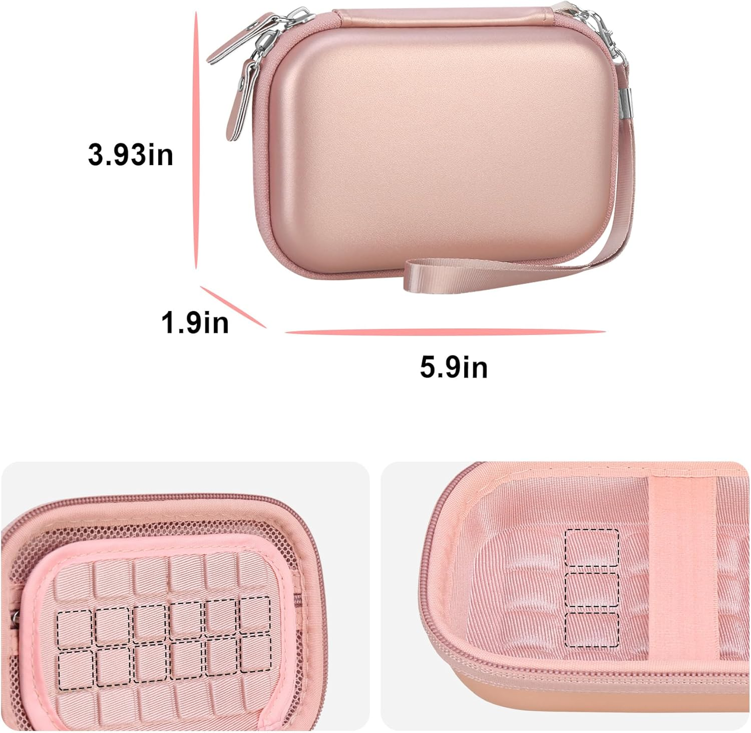 Canboc Hard Case for Canon Ivy 2/ Canon Zoemini 2 Mini Photo Printer Mobile Wireless Bluetooth Instant Camera Printer, Zipper Mesh Bag Fit Photo Paper Cable, Rose Gold - Pink image number 2