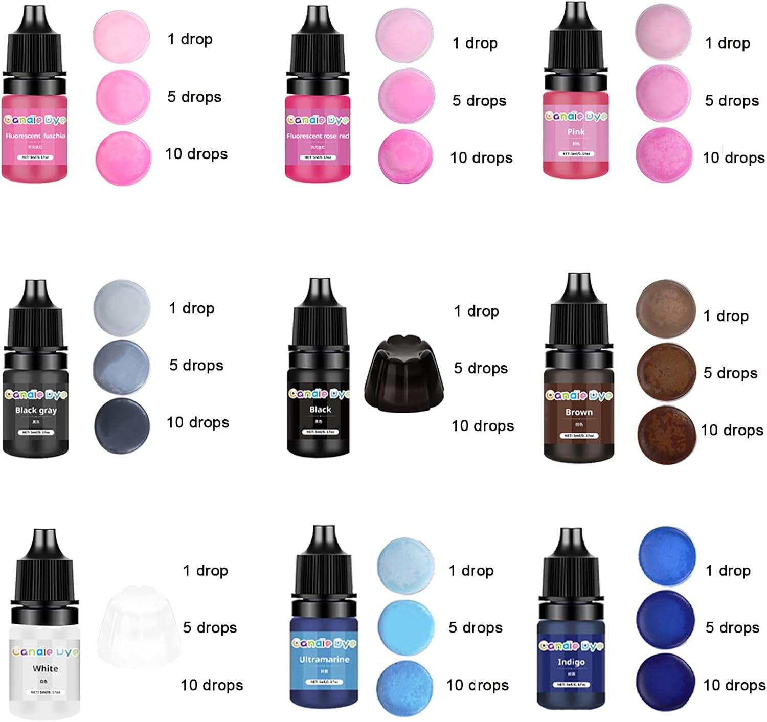 Shgarden Candle Dye 24 Colors 5Ml per Bottle Liquid Oil-Based Dye for Candle Wax Highly Concentrate Natural Vivid Candle Color for DIY Candle Making Lip Gloss Epoxy Resin and Nail Polish SH0101 image number 6