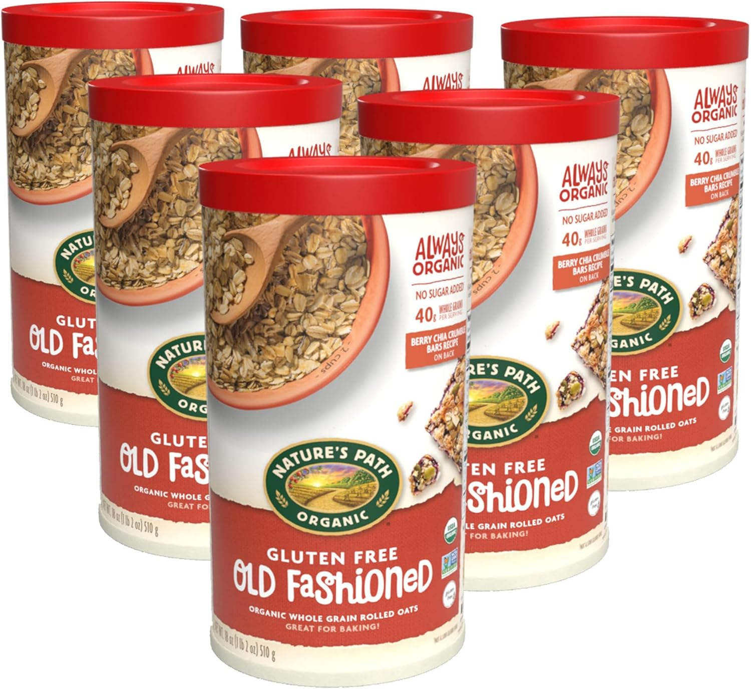 Nature'S Path Organic Old Fashioned Oats Oatmeal, 18 Oz (Pack of 6), Gluten Free, Non-Gmo image number 2