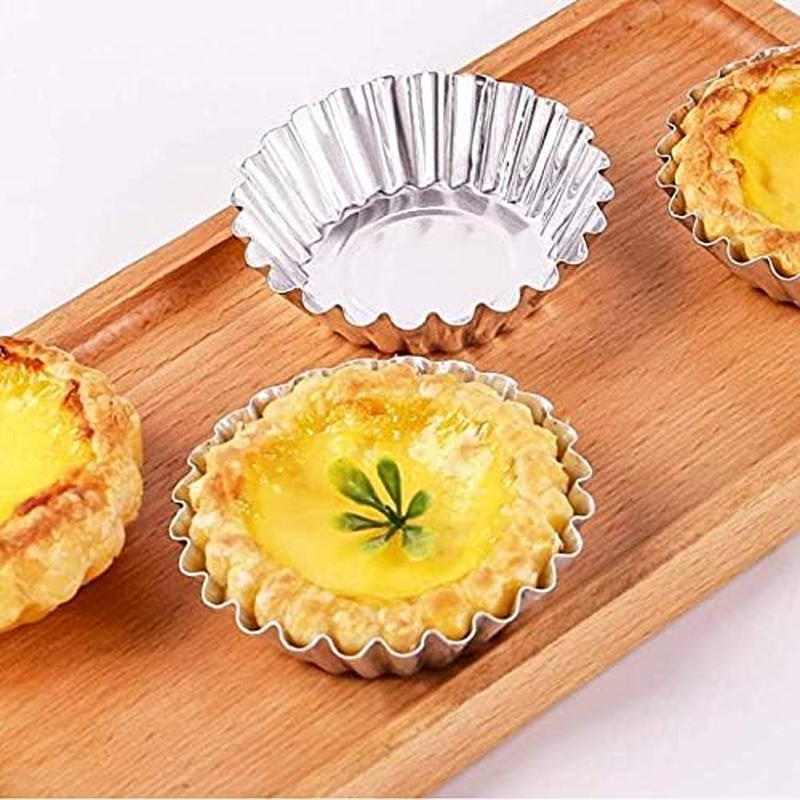 KDDOM 10 Pcs Stainless Steel Mini Tart/Pie Pans Reusable Tartlet Cupcake Baking Mold for Pies Baking Tool Non Stick image number 4