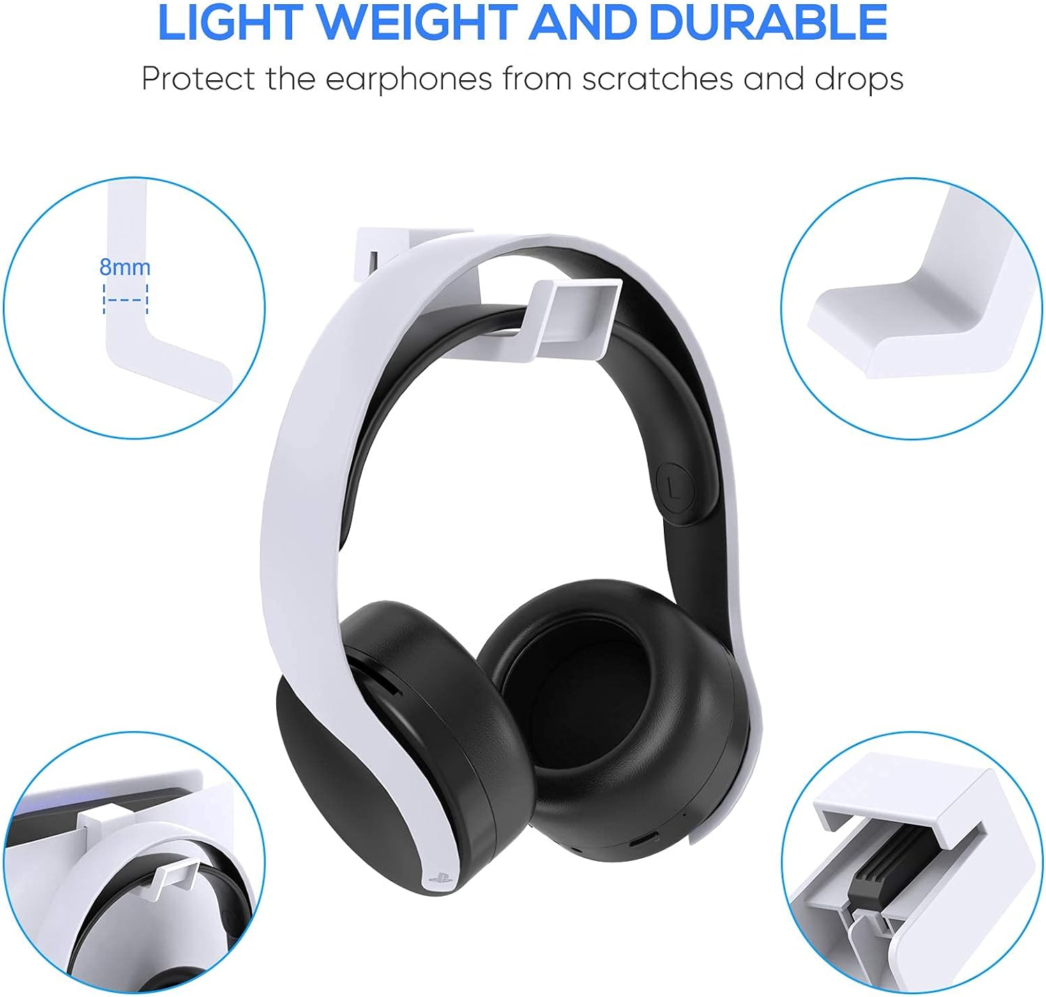 FYOUNG Headset Holder for Ps5/Slim/Pro, Hook Hanger for Headphone Stand, Compatible with Playstation 5 Consoles (White) image number 2