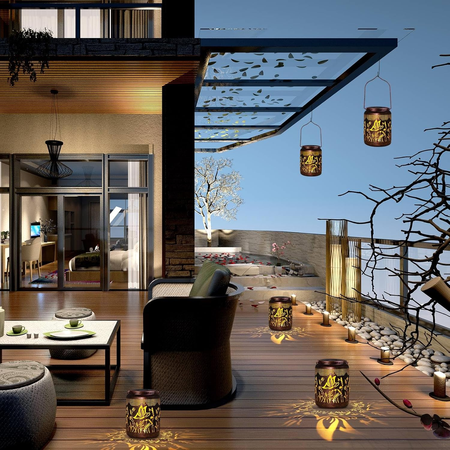 Butterfly Gifts for Women Mum Mother'S Day Solar Lanterns for Outdoors, Hanging Solar Lights for Outdoor Garden, Weatherproof Solar Lights Garden for Balcony, Patios, Table Decoration - Birthday Gifts image number 2