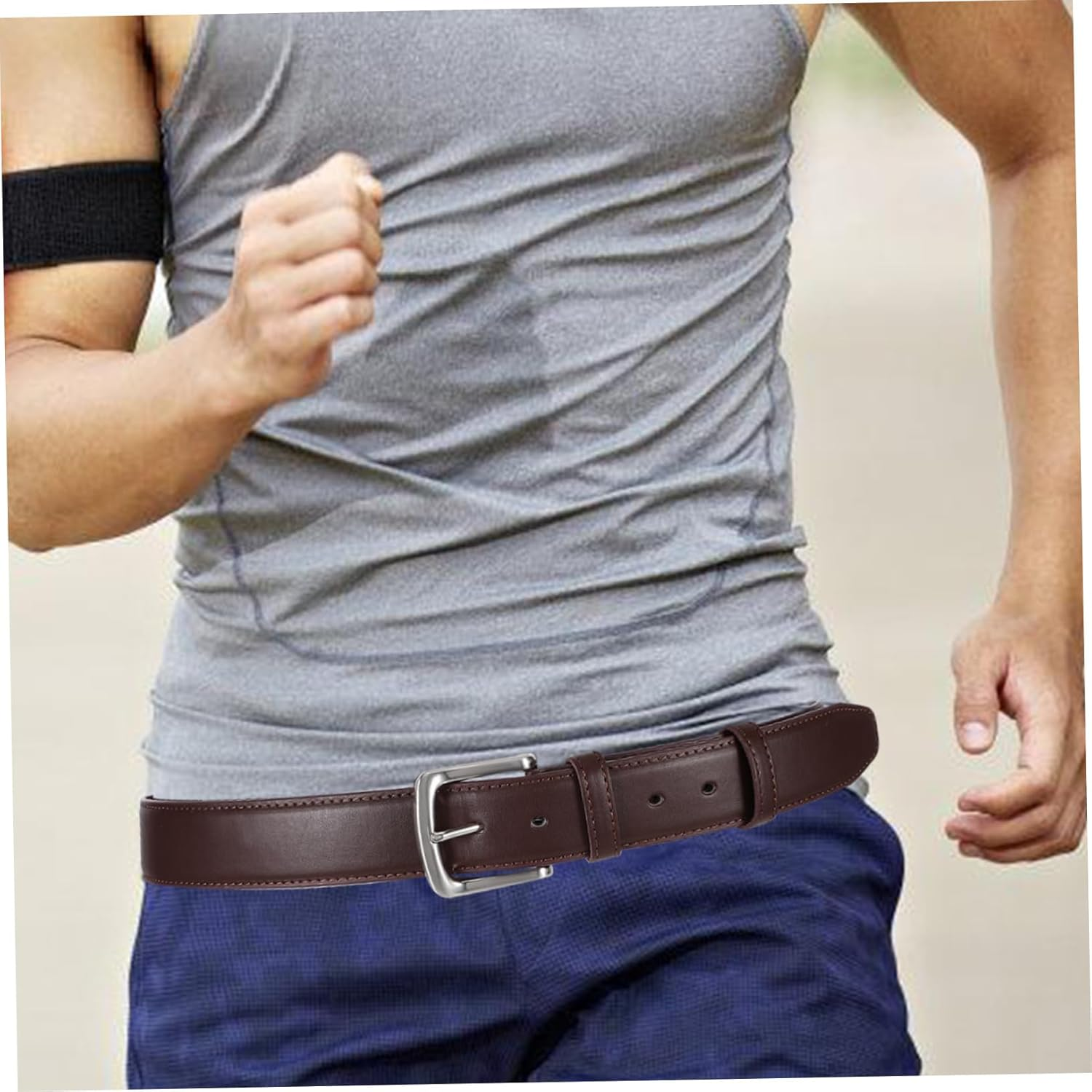 Travel Money Belt for Secure Storage Waistband Wallet with Reliable Zipper Elegant PU Design for Business Trips Jogging and Outdoor Activities Brown - Black image number 6