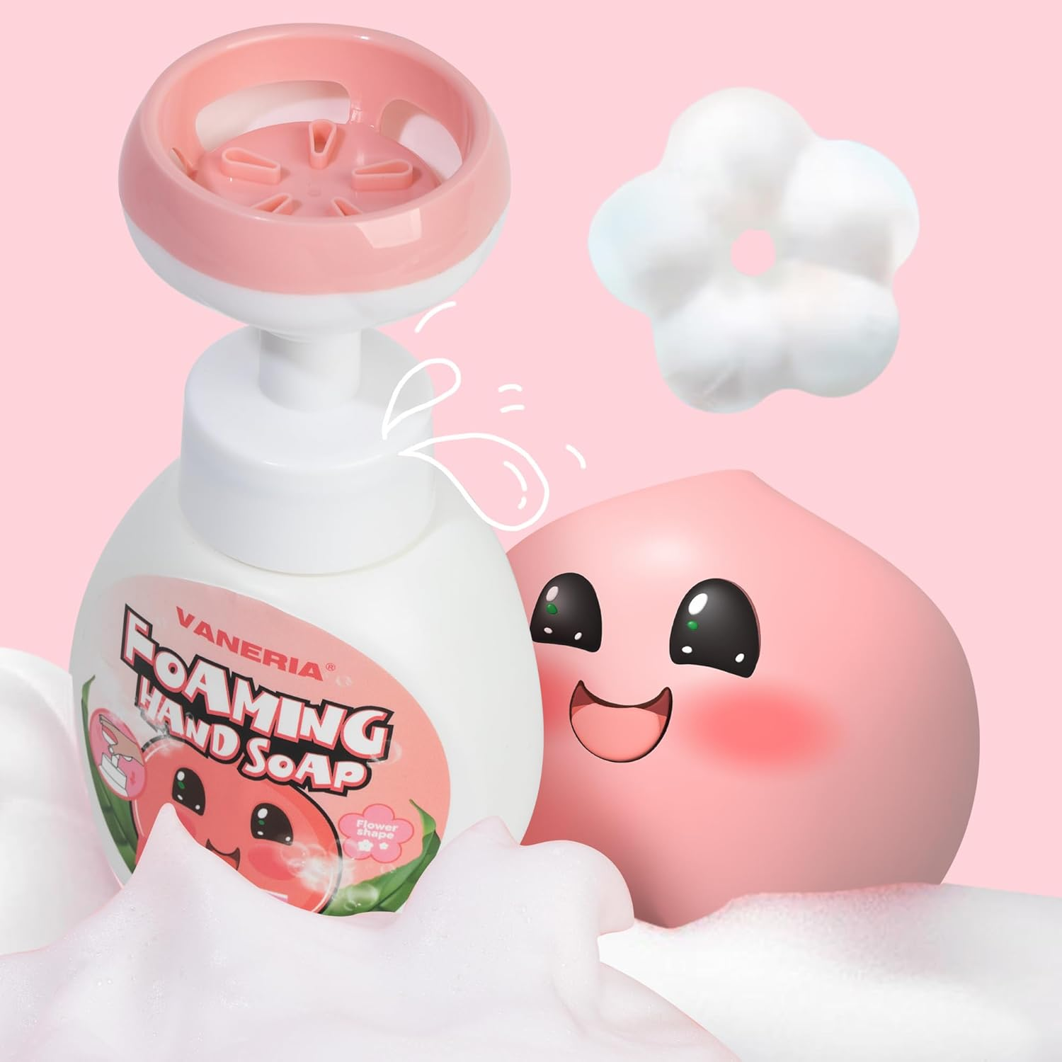 VANERIA Kids Foaming Hand Soap,Flower Stamp,Moisturizing and Gentle Hand Soap for Baby,Kids and Adults with Sensitive Skin 250Ml/8.45 Fl Oz image number 1