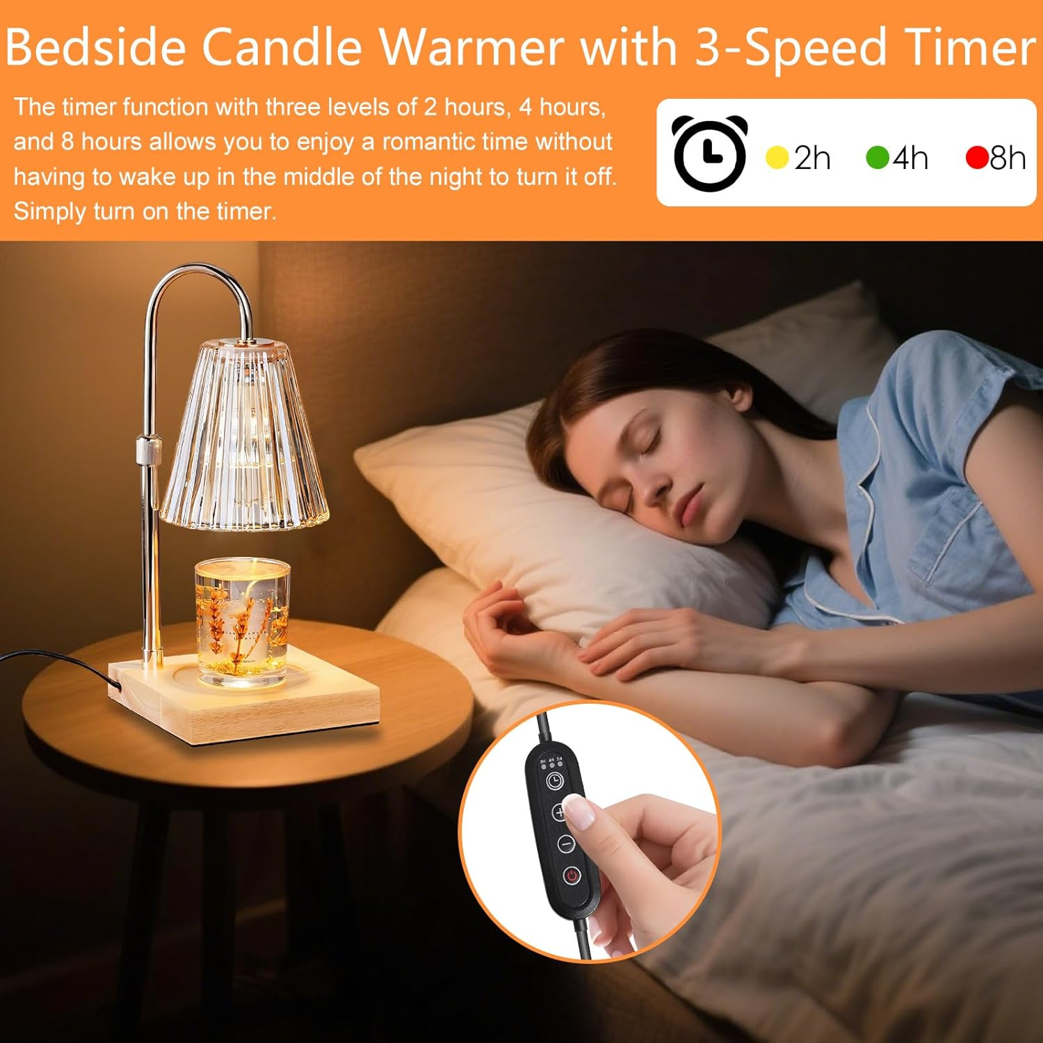 Candle Warmer Lamp with Timer Dimmer,Adjustable Height,2 Bulbs,Electric Wax Warmer Vintage for Scented Jar Candle,Home Decor Products for Christmas Birthday Gifts (Candle Warmer) image number 5