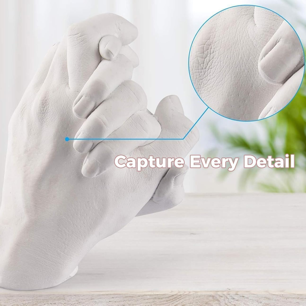 Hand Casting Kit for Families, Keepsake-Diy Plaster Statue Cast Kit-Wedding, Anniversary, Valentine&rsquo;S Gift Idea for Men & Women, 4 Adult Hands Sculpture Kit with Alginate & Casting Powder, DIY Plaster Statue Cast Kit image number 5