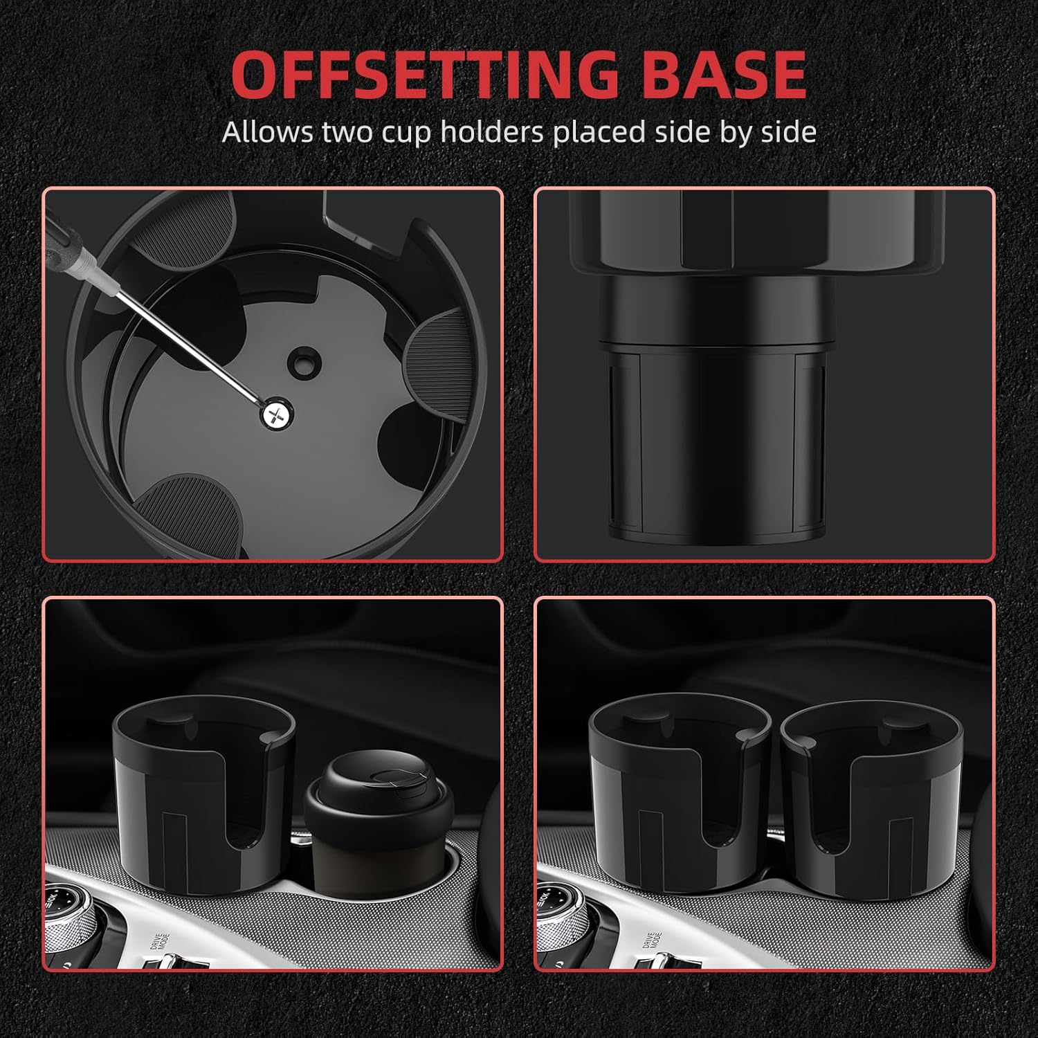 DYLEN Cup Holder Expander, Car Cup Holder Extender with Expandable Insert, Fits Large Water Bottles 500-1400 ML (7.1-10.5 CM) image number 1