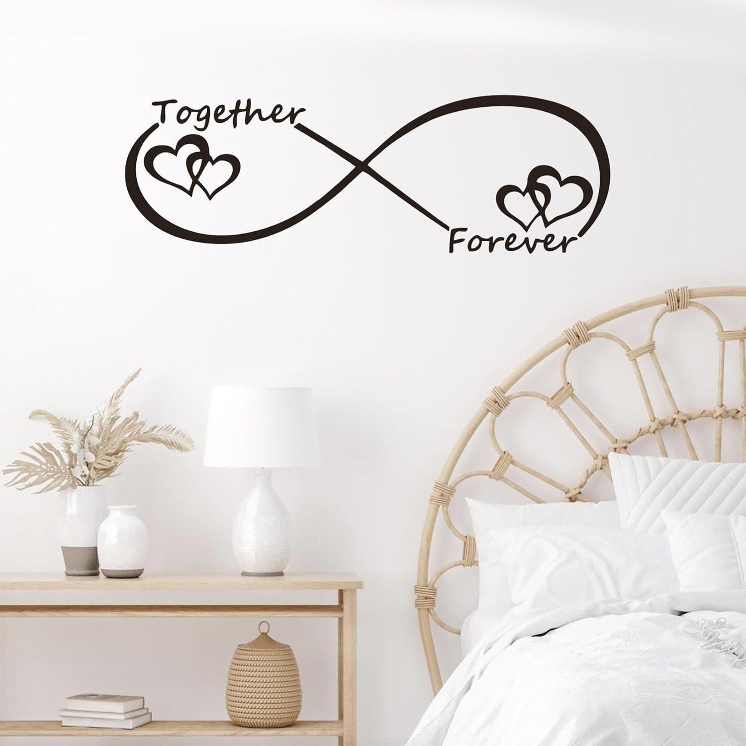 Love Heart Together Forever Carved Vinyl Wall Decor, His and Hers Bedroom Decor, DIY Removable Wall Decals Peel and Stick, Home Sweet Decoration, Mr and Mrs Wall Decors for Bedroom Couples,Living Room image number 2