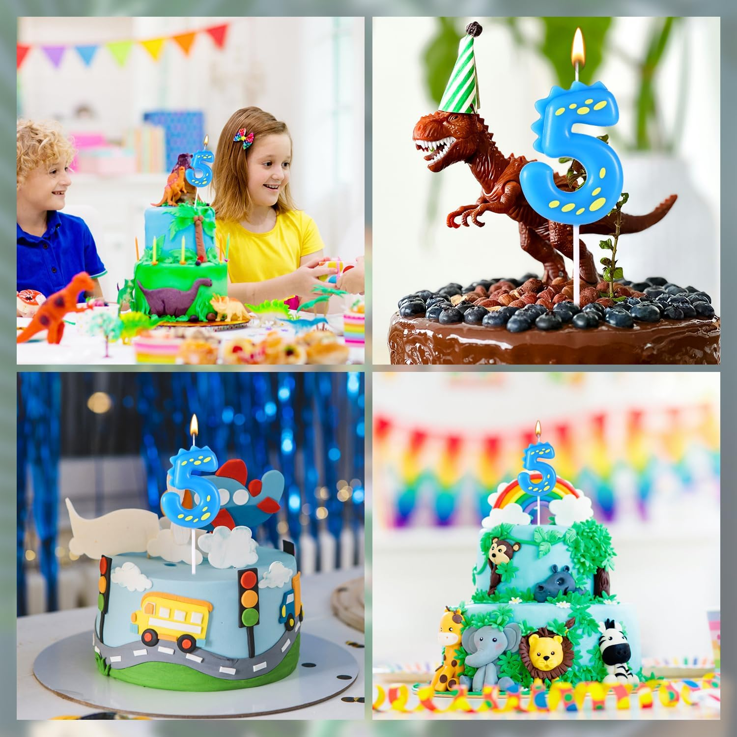 Birthday Number Candles, 5.51 Inch Cute Dinosaur Number Candle Happy Birthday Cake Toppers Decorations for Boys Girls Kids Adults Dino Theme Party Anniversary Celebration Supplies (Number 5) image number 3