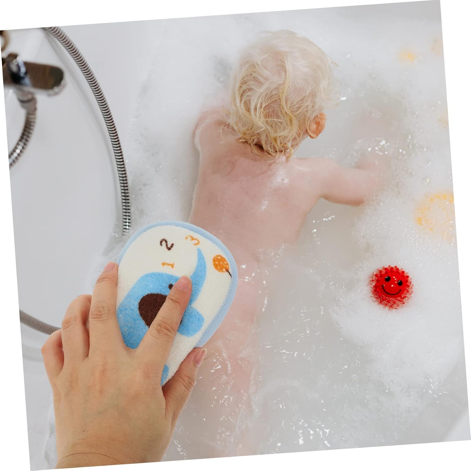 HOMOCONO Soft Baby Bath Sponge 2Pcs Bathing Towel for Newborns Exfoliating Scrubber Skin Friendly Bathing Supplies image number 2