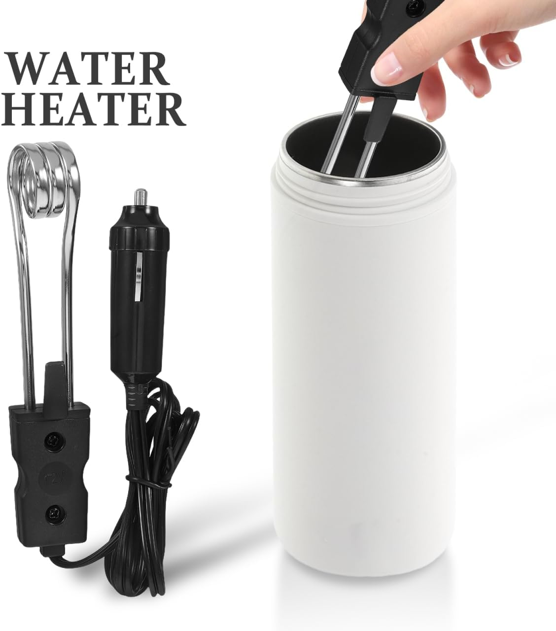 Portable Car Water Heater Immersion Water Warmer for Vehicle Mug Cup Instant Boil Travel Auto Drink Hot Drinks Instant Electric Car Beverage Heater image number 1