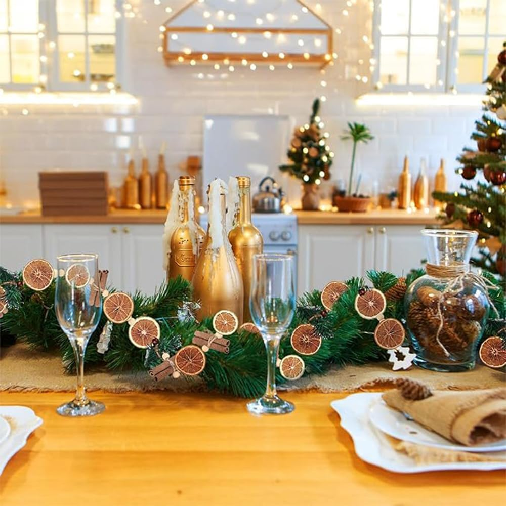 10 Ft Dried Orange Slice Christmas Garland - Realistic Farmhouse Christmas Decor for Xmas Tree Holiday Wedding Fireplace Mantle Indoor Decor