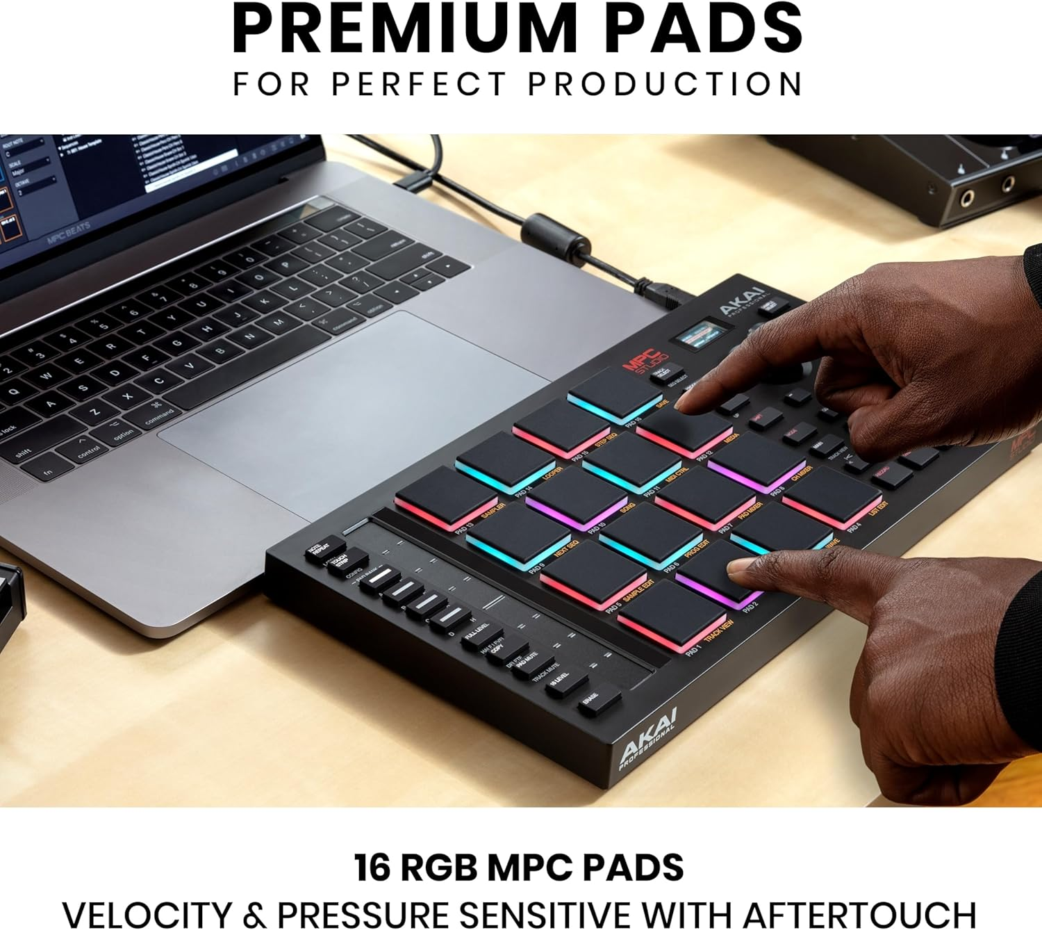 Akai Professional MPC Studio - MIDI Controller Beat Maker with 16 Velocity Sensitive RGB Pads, MPC Software, Assignable Touch Strip & LCD Display image number 1