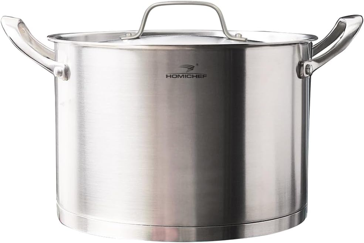HOMI Chef Matte Polished Nickel Free Stainless Steel 3.2L Stock Pot with Lid (No Toxic Non Stick Coating, 20 CM Straight Sided) - Small 3.2L Pot with Lid image number 2