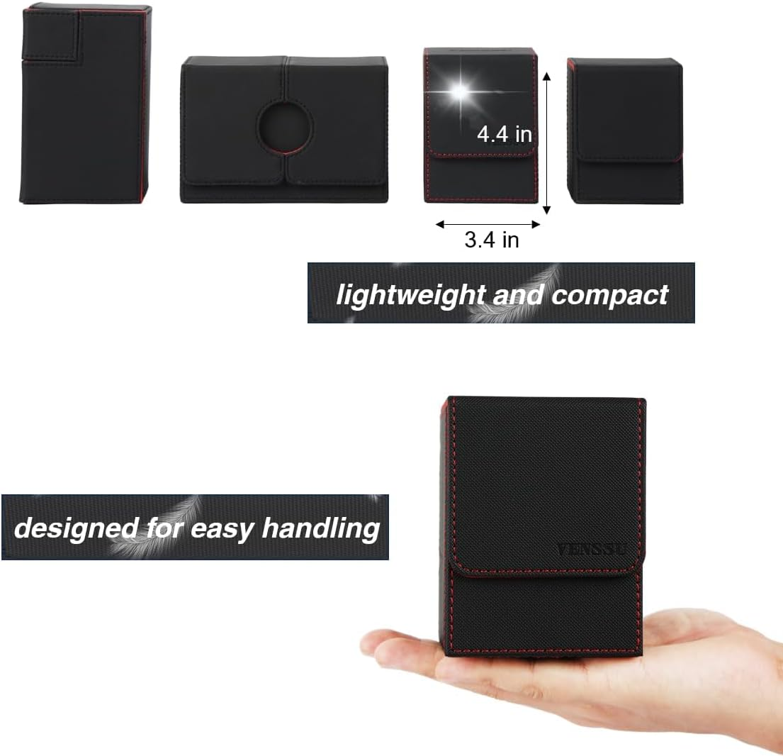 Venssu MTG Deck Box for Commander Display,Card Deck Box Fits 100 Double Sleeved Cards, TCG Card Storage Box with 2 Dividers and 1 Toploader (Black＆Blue) image number 5