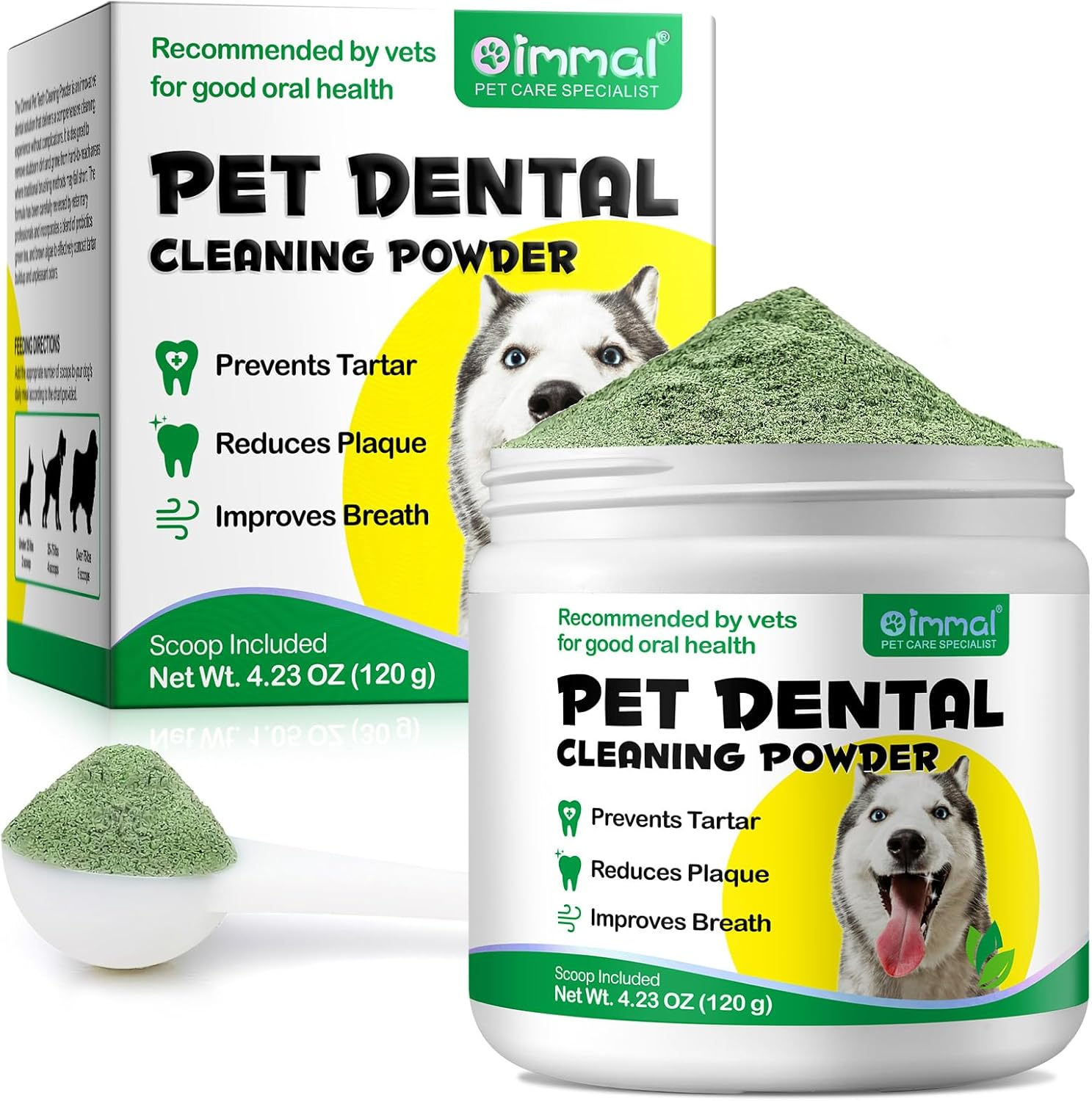 AFITMOE Dog Teeth Cleaning Powder,Dog Dental Powder with Probiotics Effectively Remove Tartar,Plaque,Stains,Bad Breath,Dog Teeth Cleaning Power Support Oral Care for Small,Medium,Large Dogs,4.23Oz