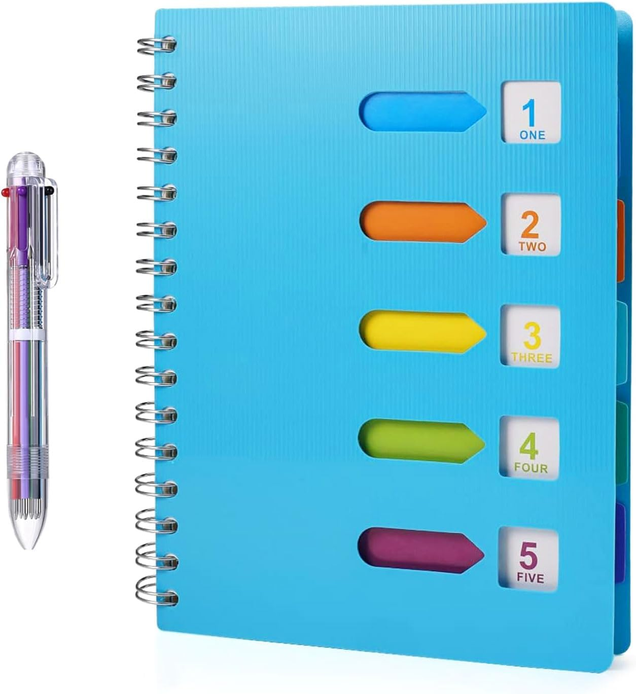 Spiral Notebook, A5 Notebook with Index, Notebooks with Pen, Hardcover Notebook, A5 Spiral Notebook, Journal Notebook, Spiral Journal, Subject Notebook for Work,Students, Office, Home,Writing Planner