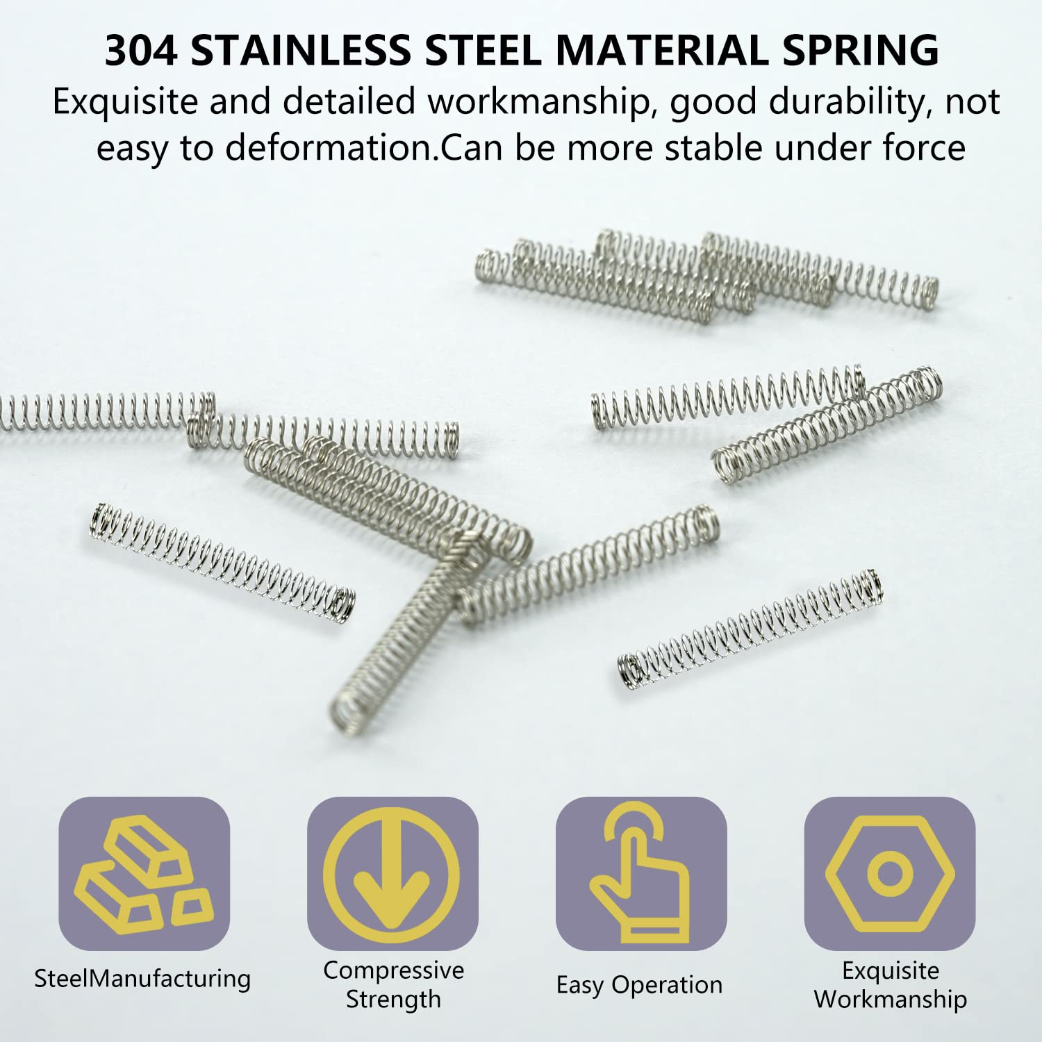 BOROLA 10PCS 25N Compression Springs, Stainless Steel Wire Dia 0.5Mm, OD 3Mm, 25Mm Free Length, 8Mm Compressed Length, Small Coil Springs for DIY Tools, Toys, Electronics, Repairs