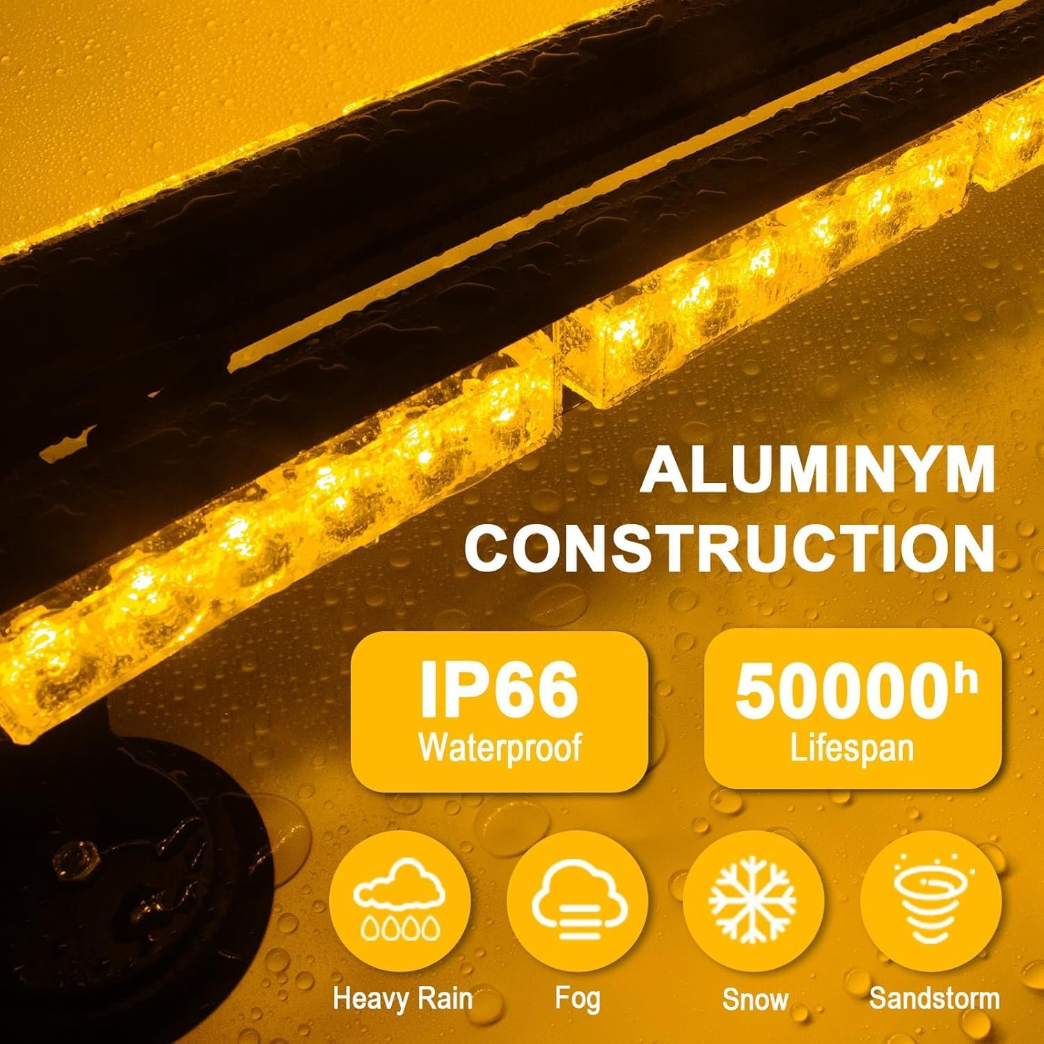 26.5" 54 LED Strobe Light Bar Double Side Flashing High Intensity Automotive Warning Emergency Flashing Snow Plows Light Bar Strobe Light Traffic Advisor with Magnetic Base image number 1