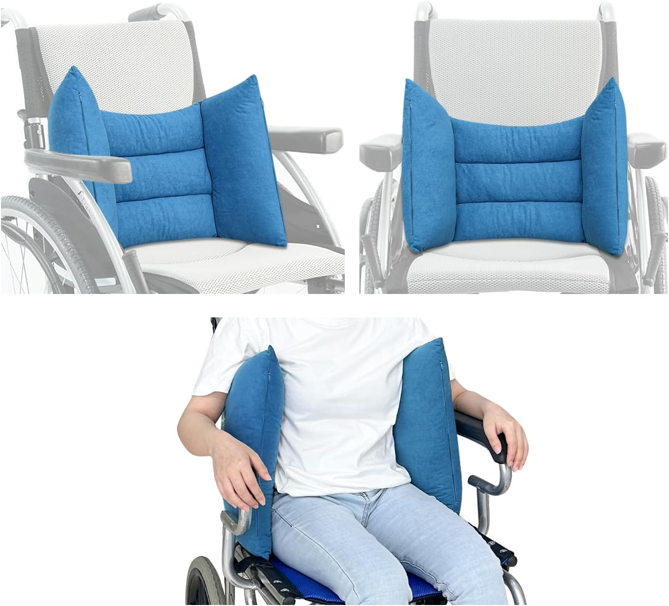 Lateral Support for Wheelchair Back Support Cushion for Pressure Relief Folding Pads Improving Better Posture Sitting Assist Wedge for Elderly Disabled Stroke Patients in Recliner Wheelchair (Blue) image number 2