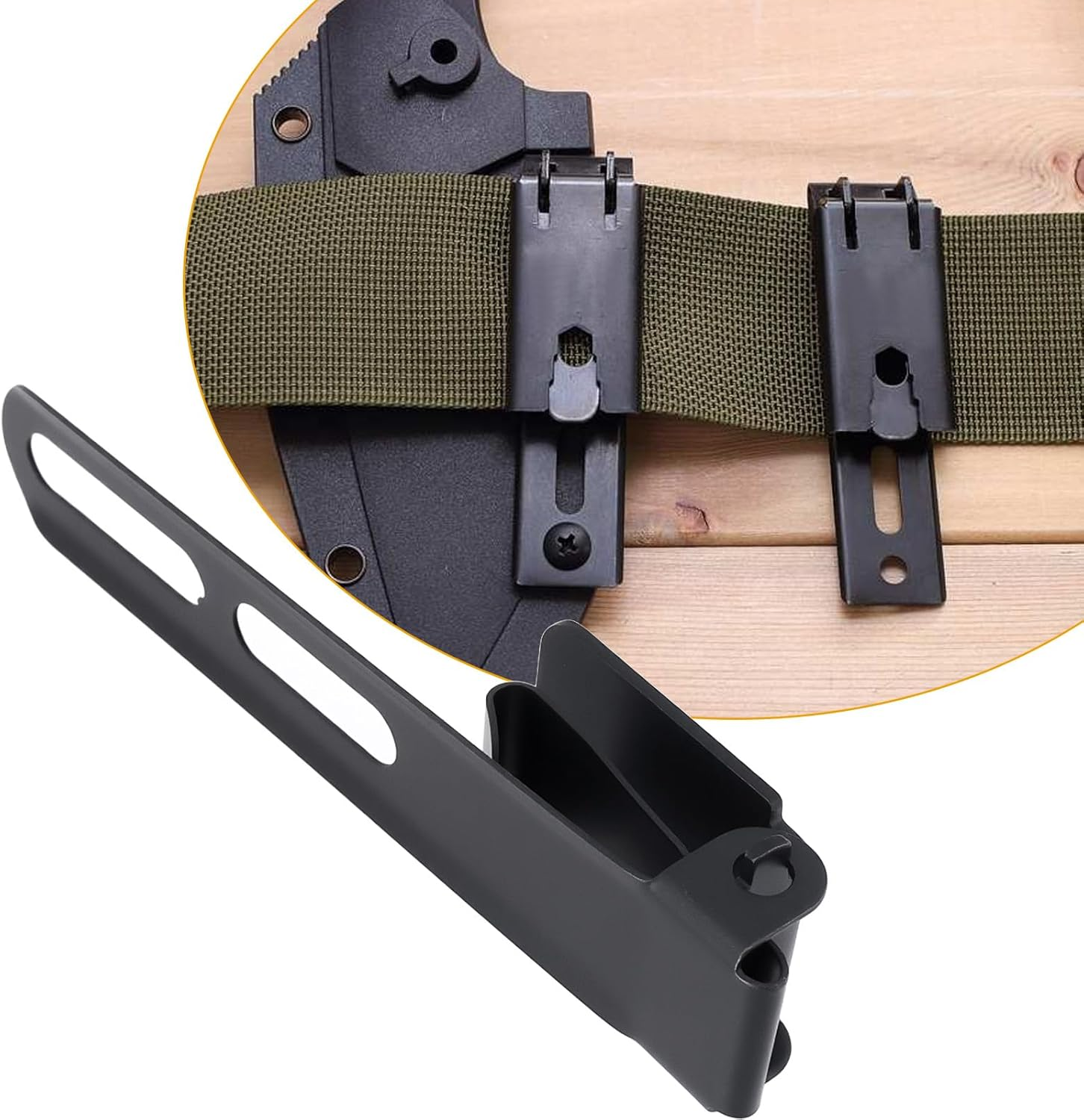 Create Idea 2Pcs Fixed Blade Clip with Screws Washers Compatible with Kydex Ulticlip 85X15Mm Black image number 5